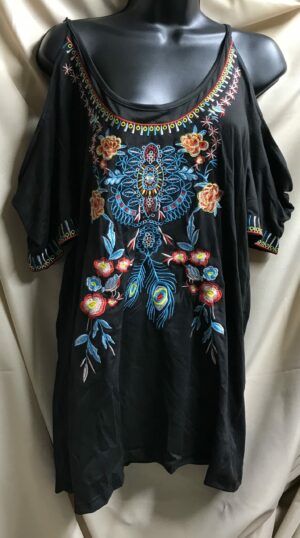 Cold shoulder embroidered cold mellilo mexican