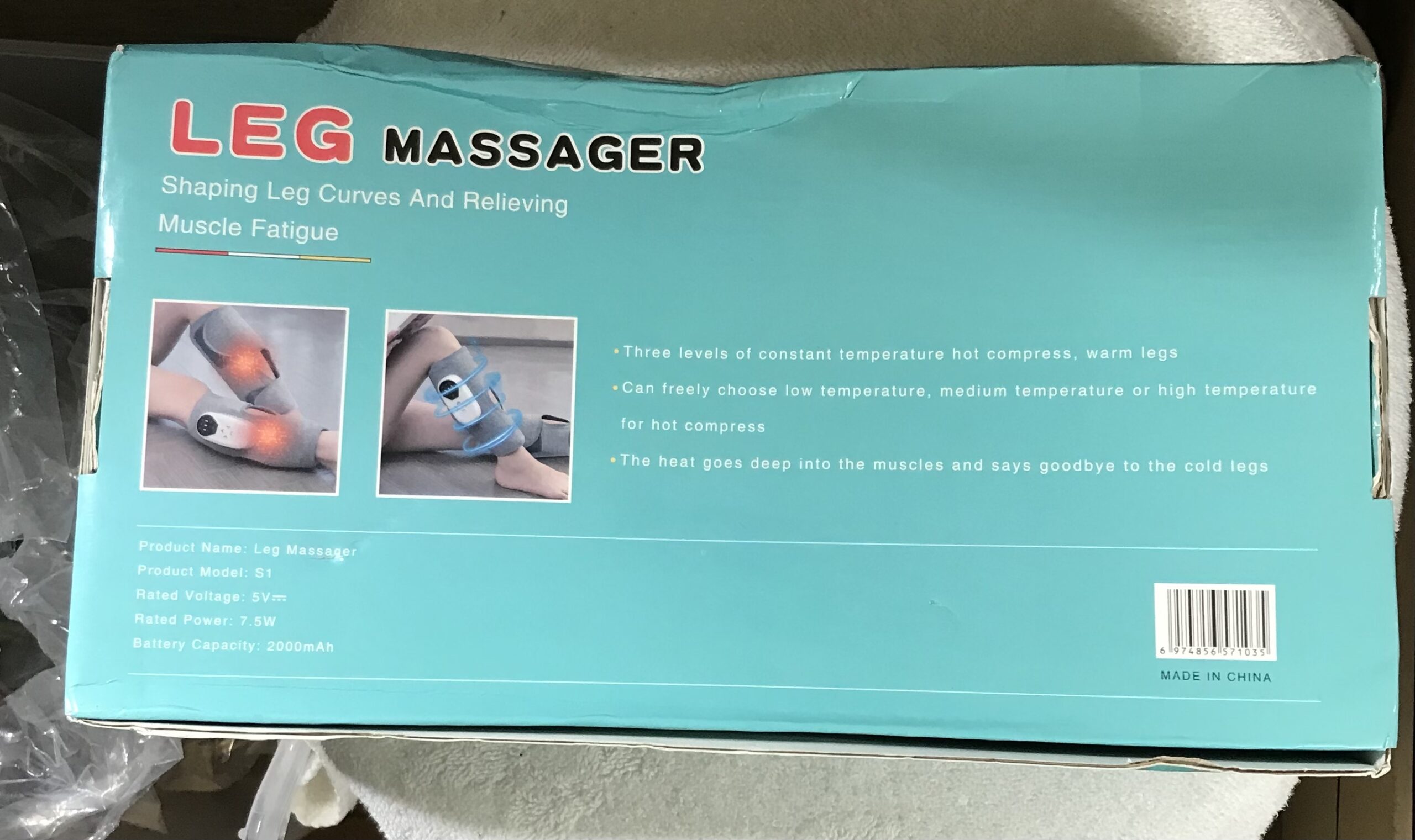 Leg Massager S1 Warm Compress 3 Heat Levels Muscle Fatigue Relief 5V 2000mAh - Image 3