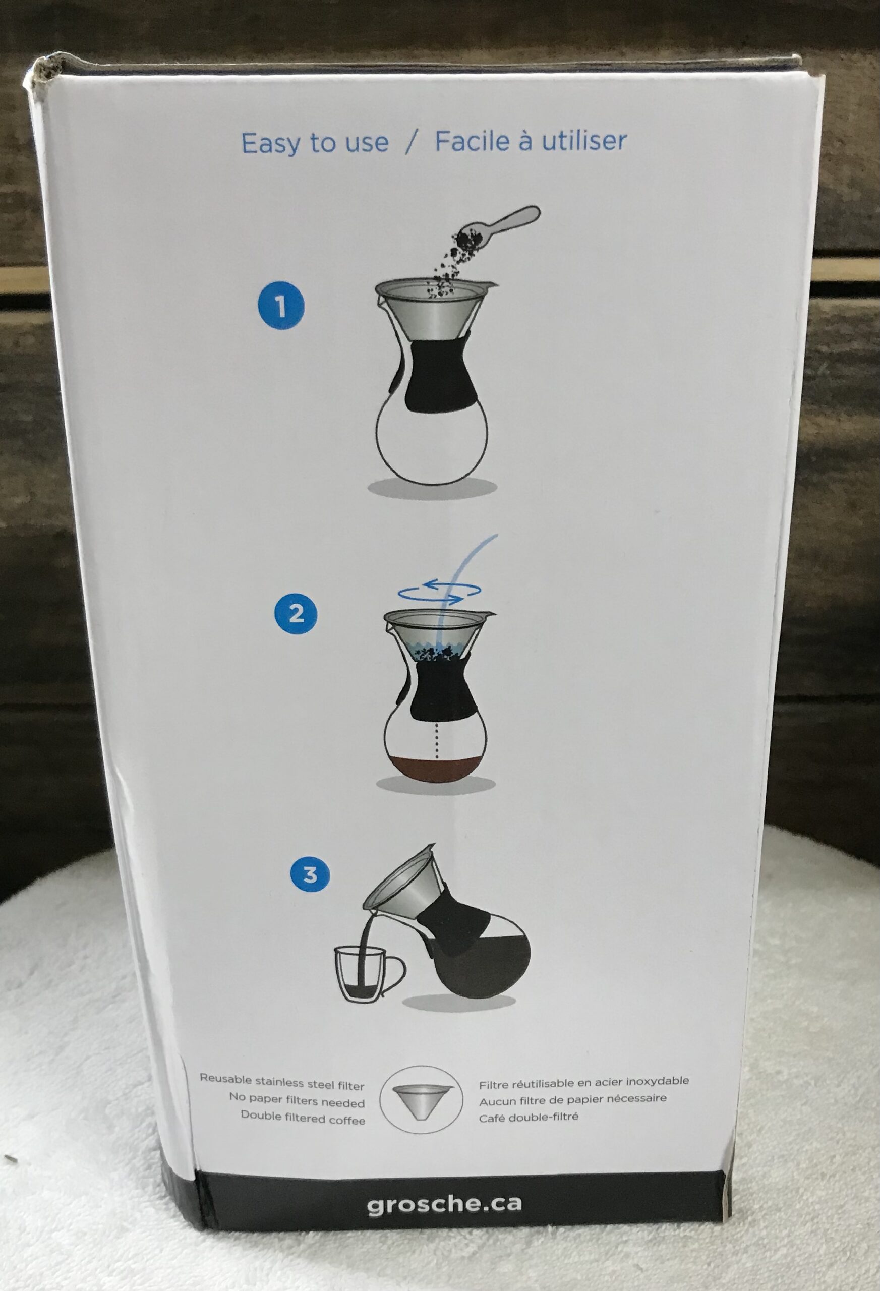 Grosche Austin-G5 Pour Over Coffee Maker 1000ml Hand Blown Glass Filter NEW - Image 3