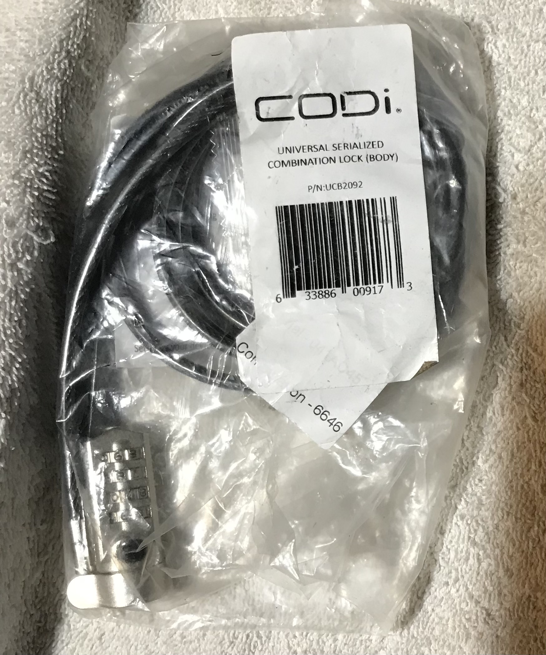 Codi Universal Serialized Combination Lock (Body) – NEW - Image 3