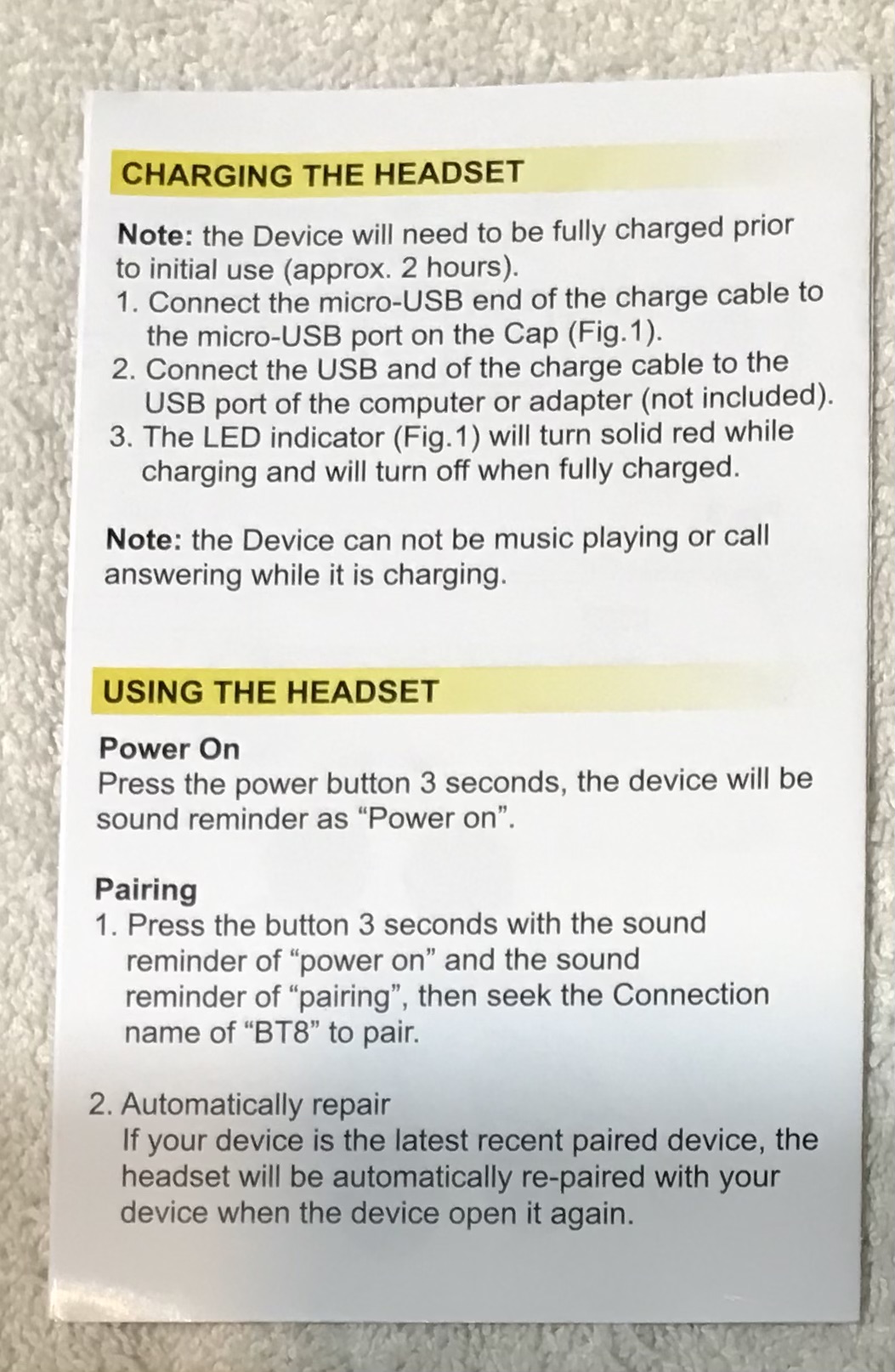 Wireless Earphone Auto Call Answering Bluetooth Headset NEW - Image 6