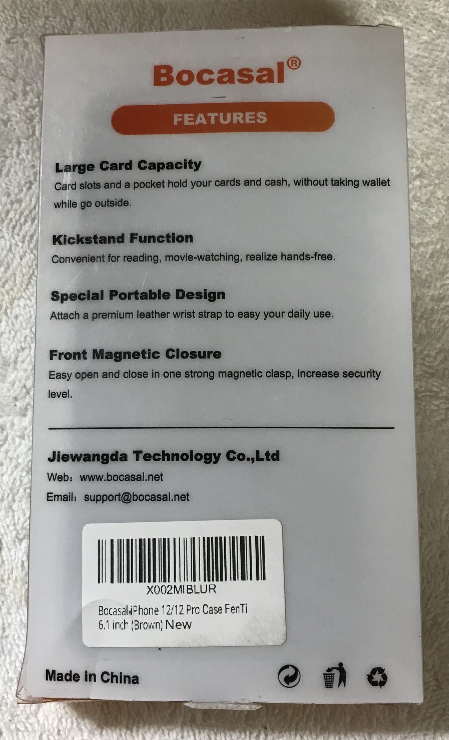 Bocasal iPhone 12/12 Pro Wallet Case Brown 6.1" Fen Ti Card Holder NEW - Image 3