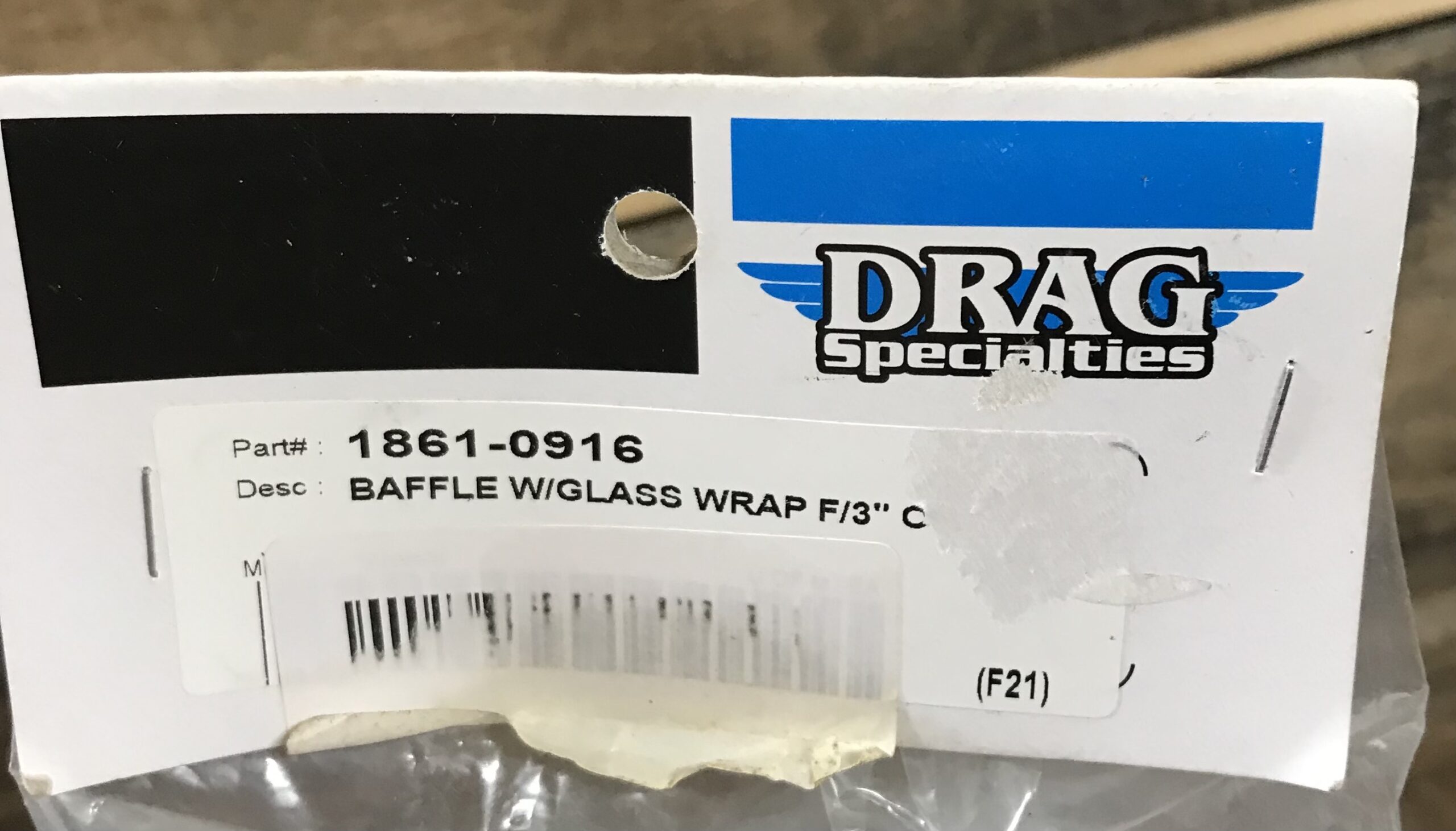 Drag Specialties 1861-0916 3″ OD Fiberglass-Wrapped Exhaust Baffle – NEW - Image 3