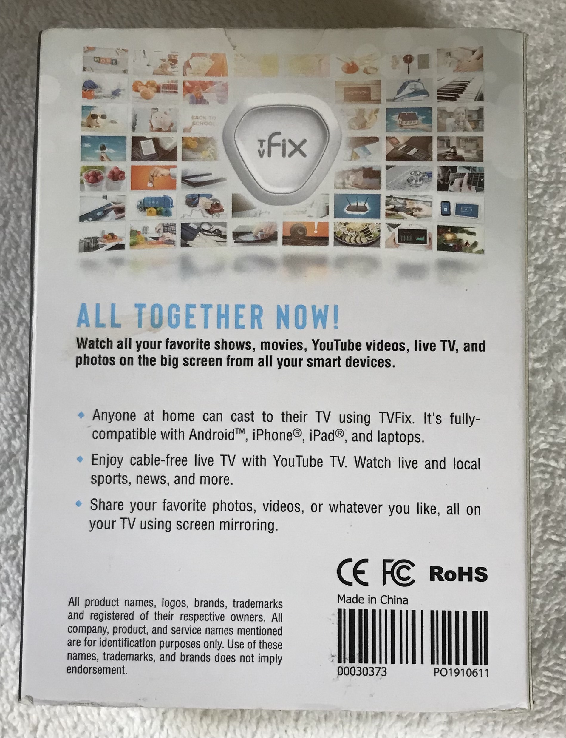 TV FIX Screen Caster – Stream From Your Phone to TV – New/Open Box – UPC 00030373 – PO1910611 - Image 3