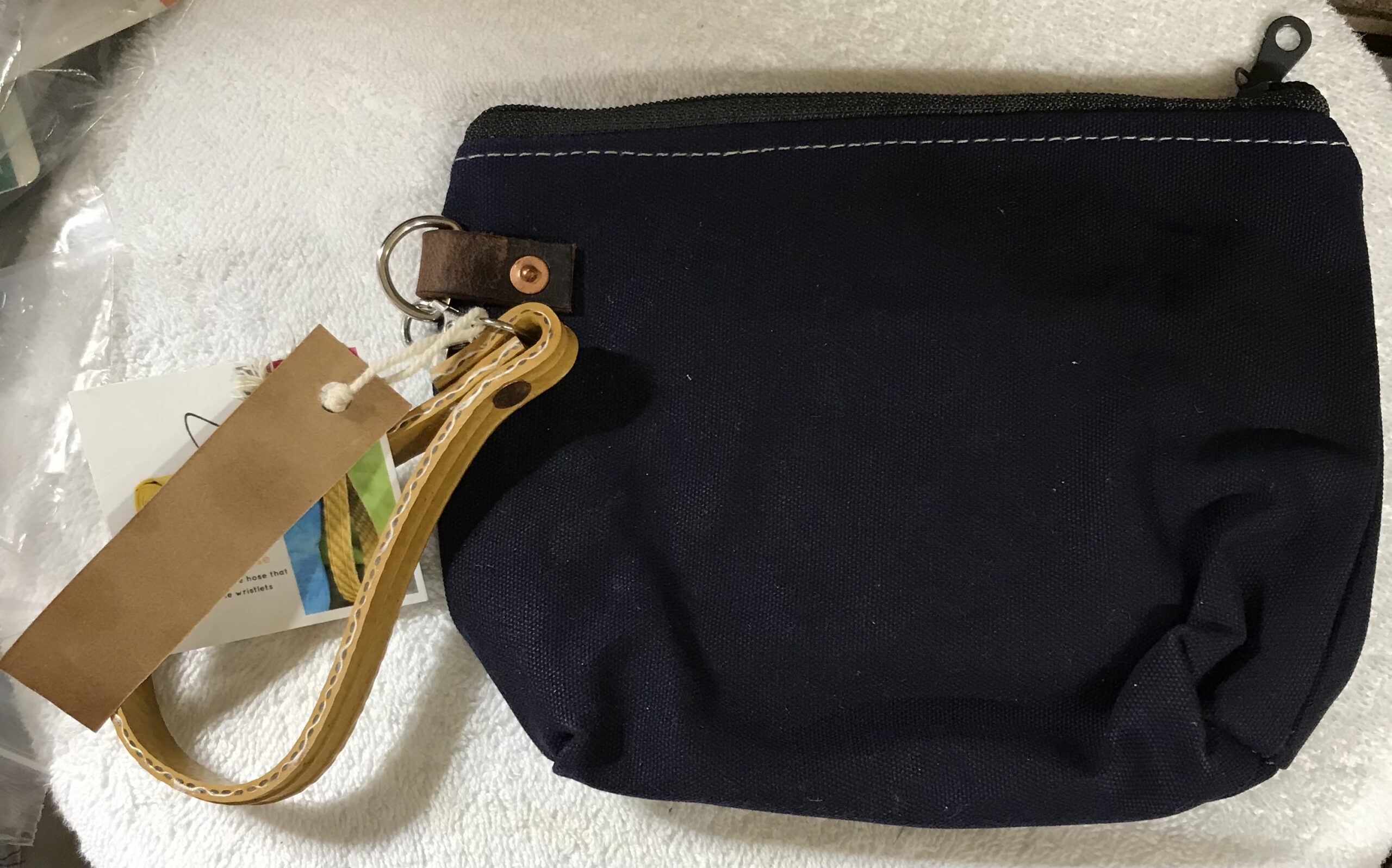 Burn Bags USA Mini Navy Blue Fire Hose Wristlet Bag – Handmade – NEW - Image 3