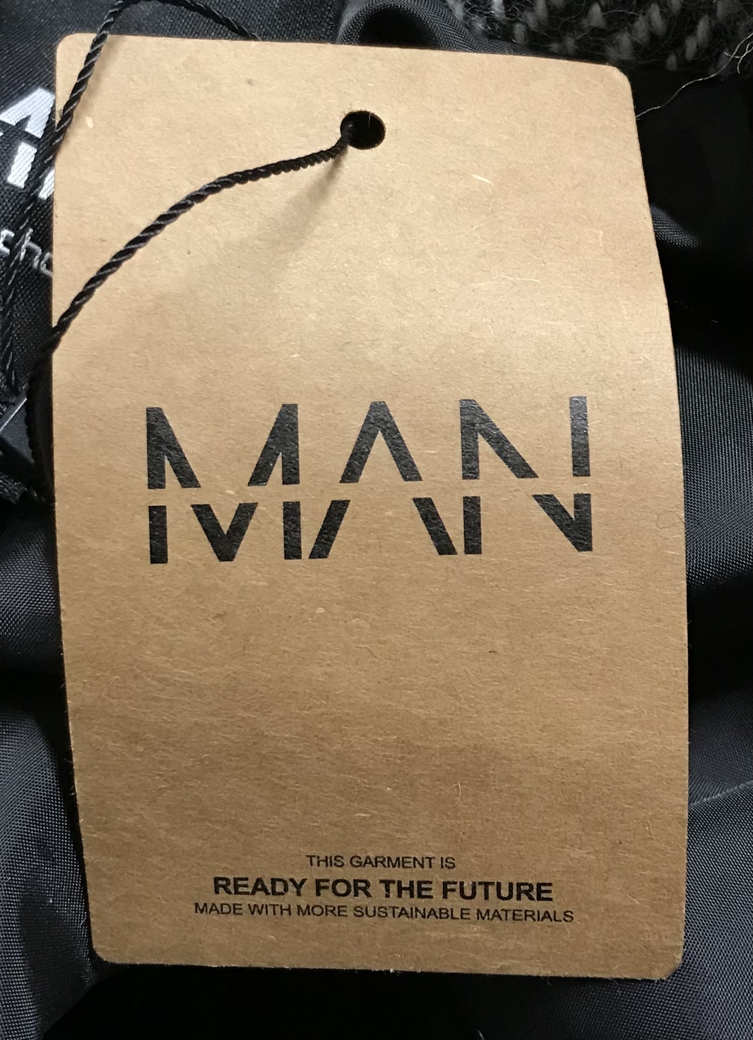 BoohooMAN XS Black Wool Blend Herringbone Double Breasted Overcoat NEW - Image 7