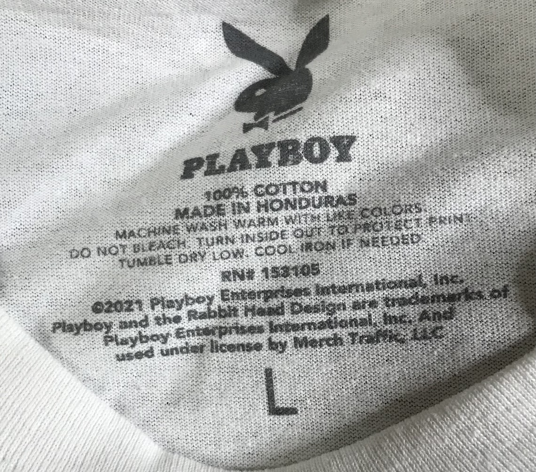 Playboy White Tee Shirt Black Bunny Logo Size Large PB-1357 NEW - Image 4