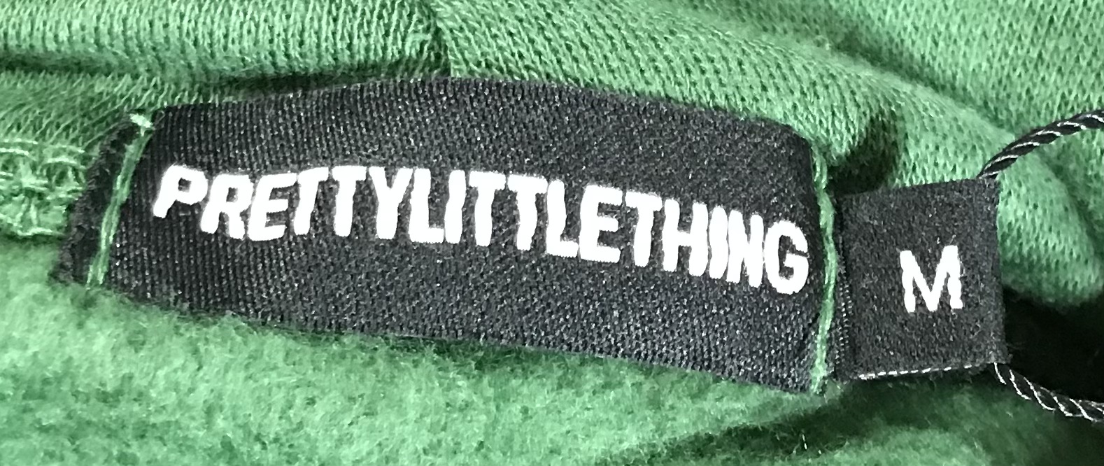 PLT Pretty Little Thing Oversized Forest Green Logo Hoodie Size M NEW - Image 4