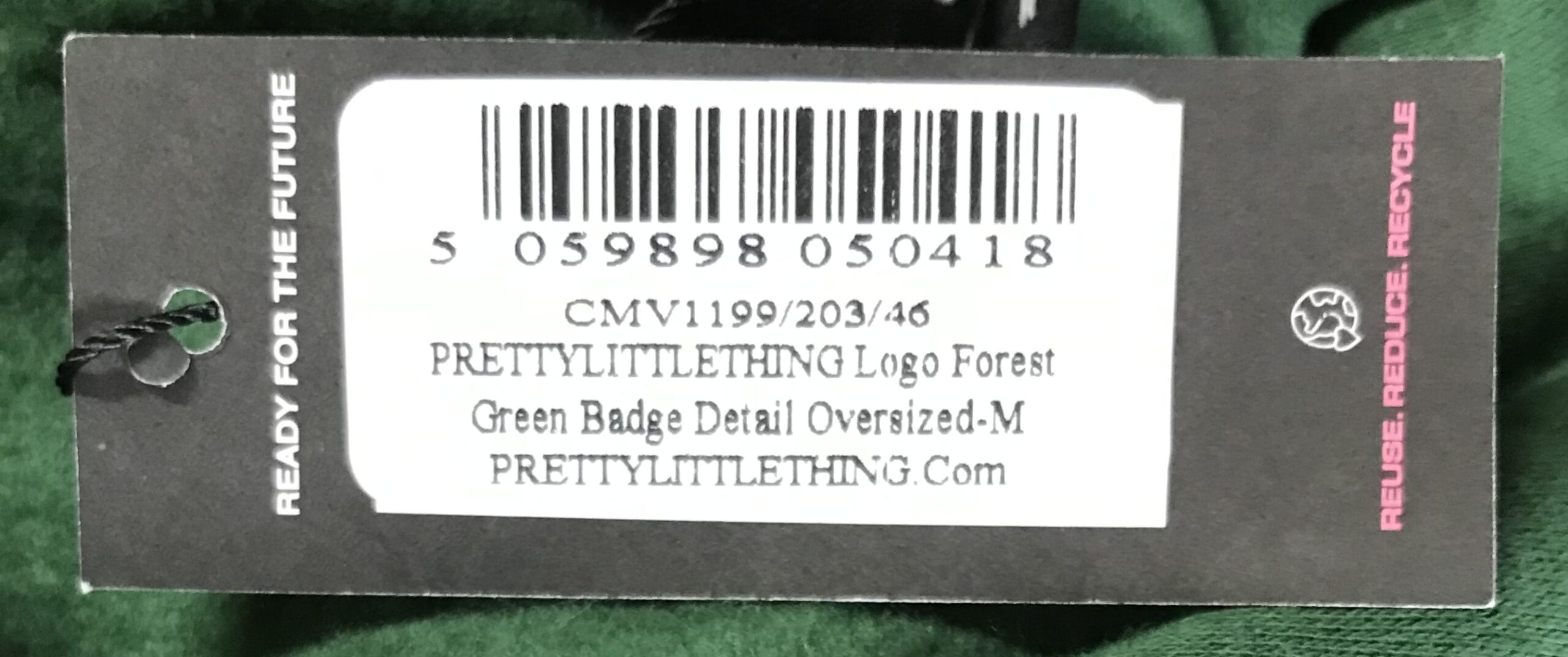 PLT Pretty Little Thing Oversized Forest Green Logo Hoodie Size M NEW - Image 7