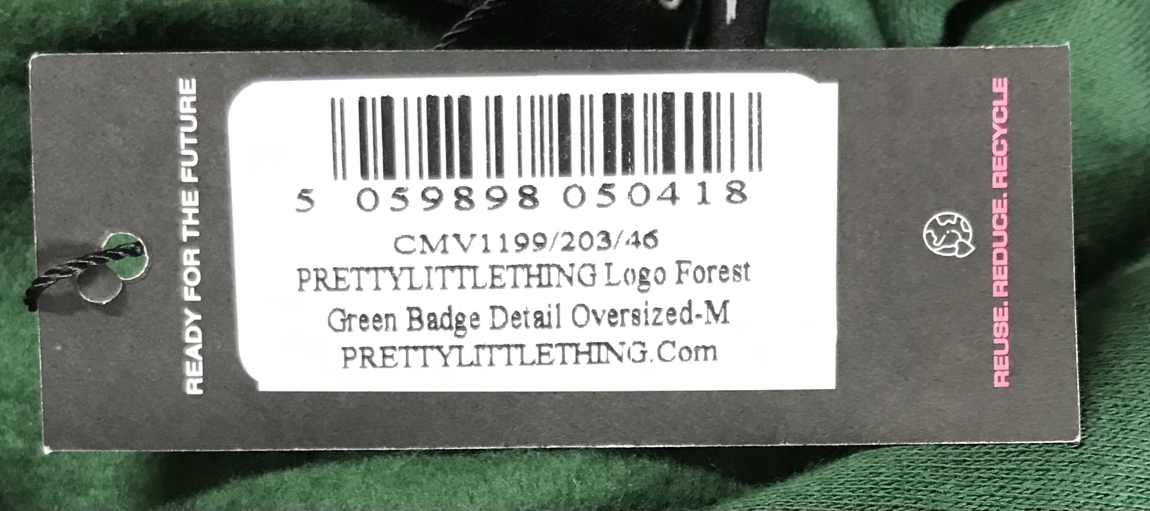 PLT Pretty Little Thing Oversized Forest Green Logo Hoodie Size M NEW - Image 9