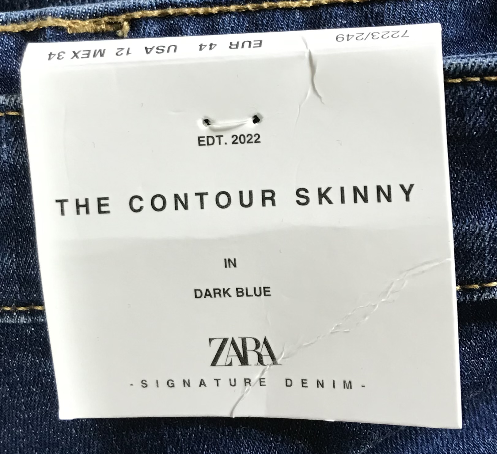 ZARA The Contour Skinny Dark Blue Jeans Size 12 Signature Denim NEW - Image 11