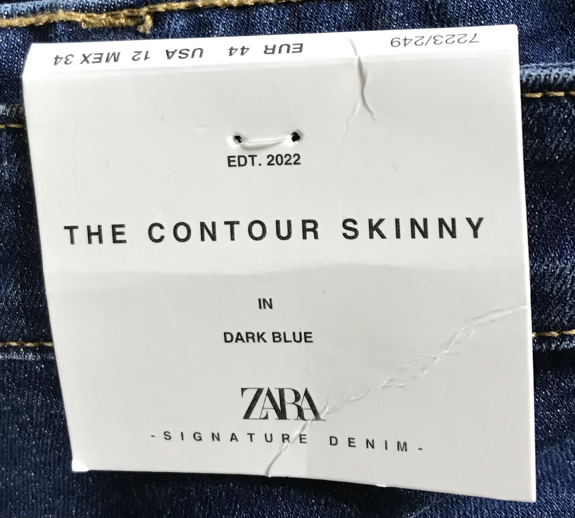 ZARA The Contour Skinny Dark Blue Jeans Size 12 Signature Denim NEW - Image 12