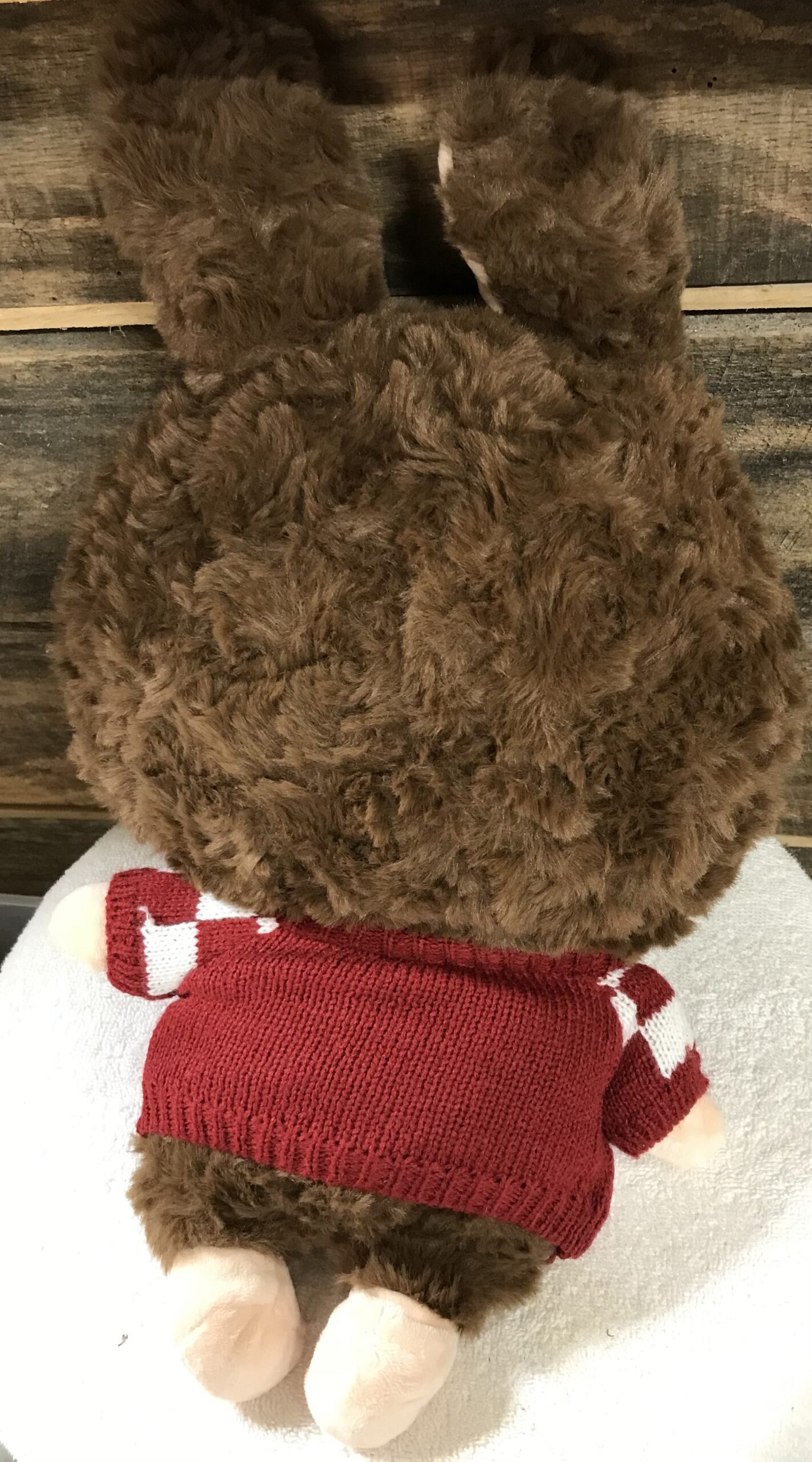 Labubu The Monster Plush Doll 18” Brown Mean Face Checked Sweater Cap NEW - Image 3