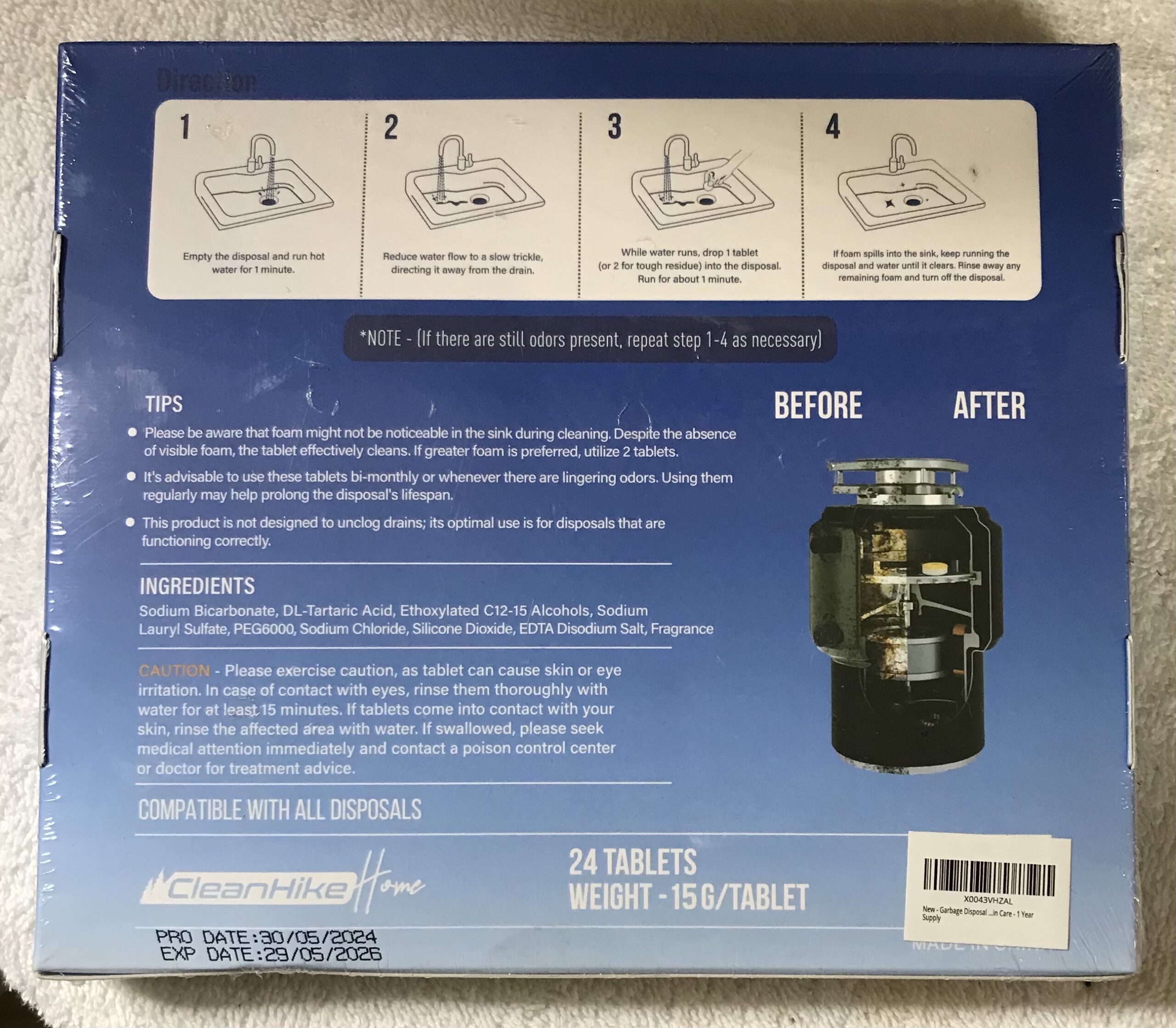 Cleanhike Home Disposal Cleaner 24 Tablets 1 Year Supply Septic Safe NEW - Image 3