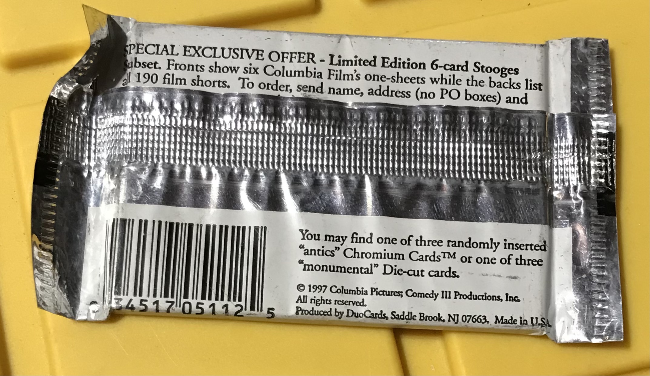 Three Stooges Collector Cards 1997 DuoCards Sealed Pack of 8 Limited New - Image 3