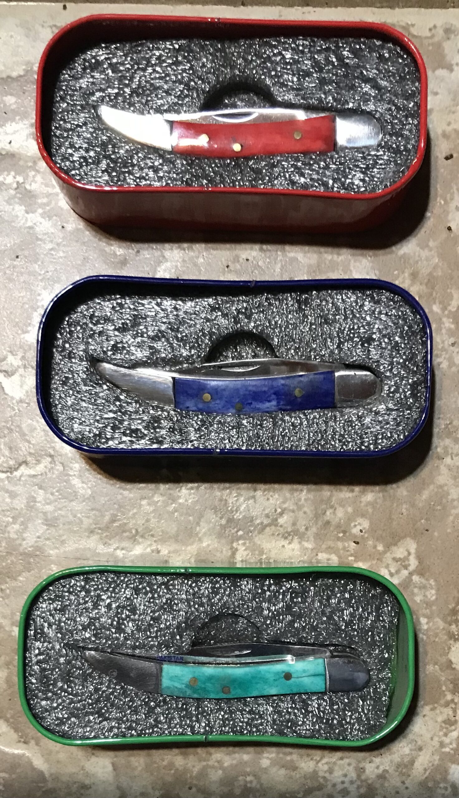 S & D Handcrafted Pocket Knife – Red, Navy, Green – Decorative Tin New - Image 10