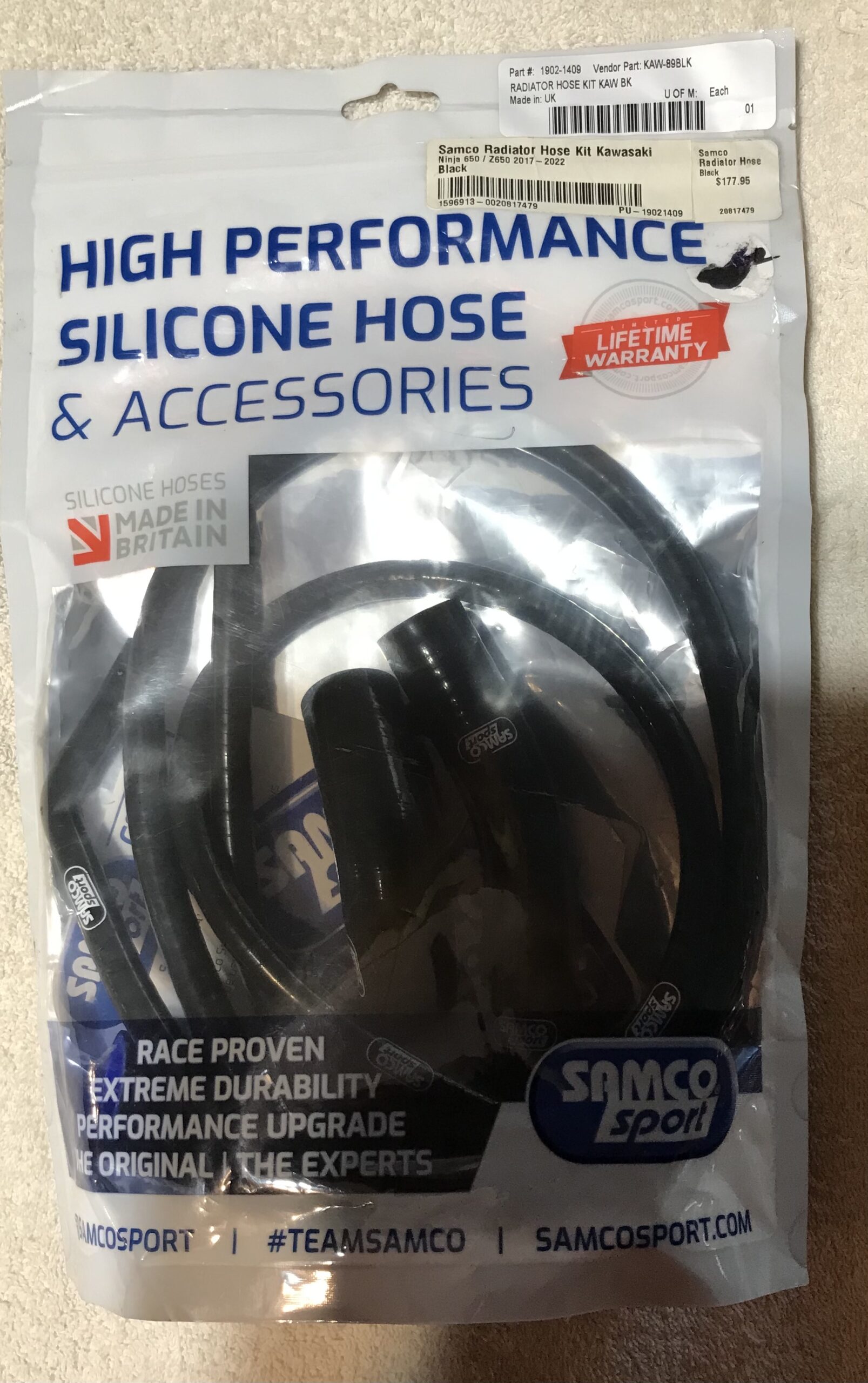 Samco Sport Radiator Hose Kit Black KAW-89BLK Kawasaki BG318007/1 - Image 6