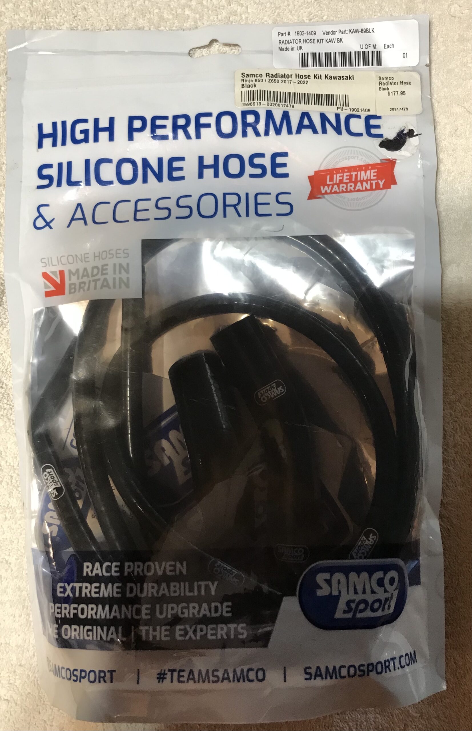 Samco Sport Radiator Hose Kit Black KAW-89BLK Kawasaki BG318007/1 - Image 9