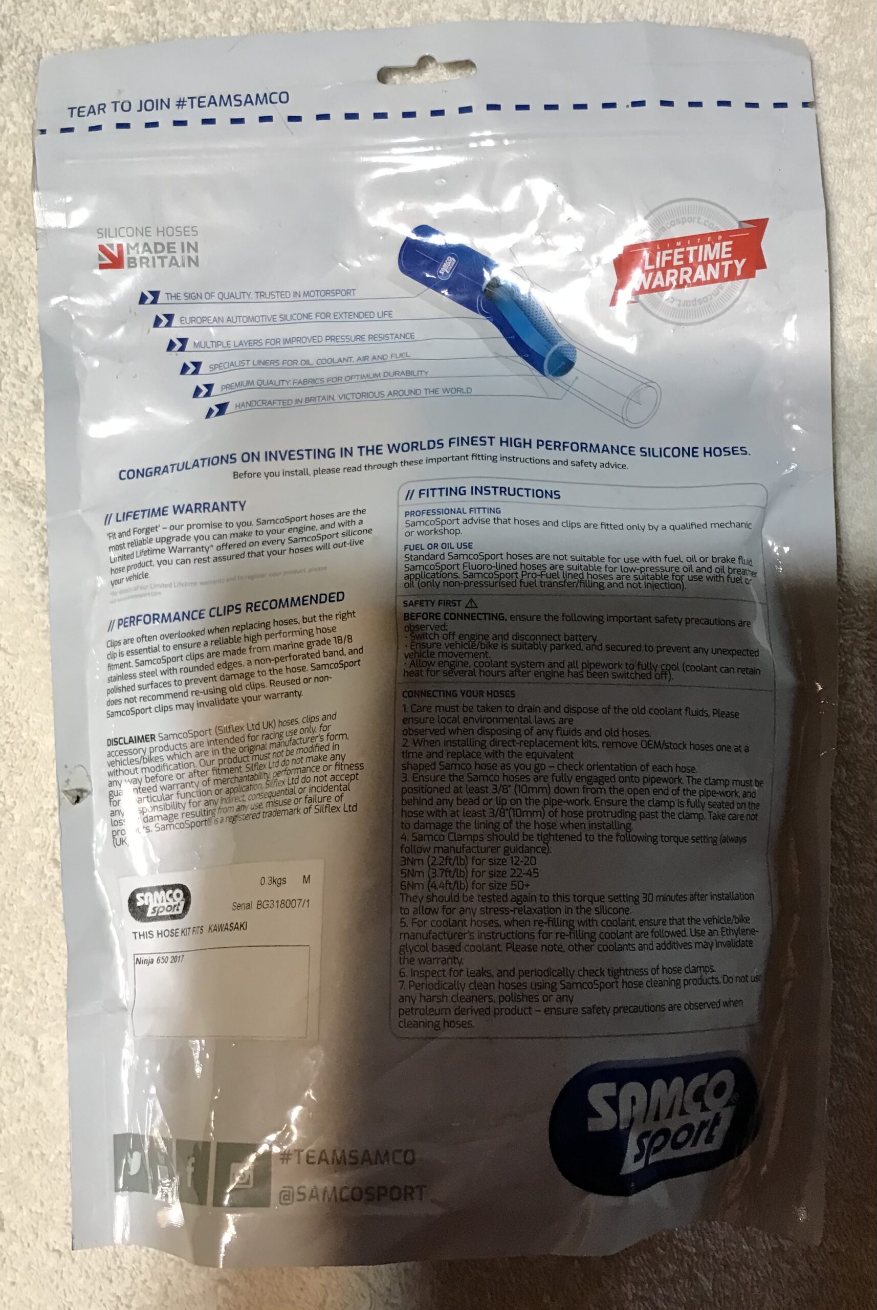 Samco Sport Radiator Hose Kit Black KAW-89BLK Kawasaki BG318007/1 - Image 2