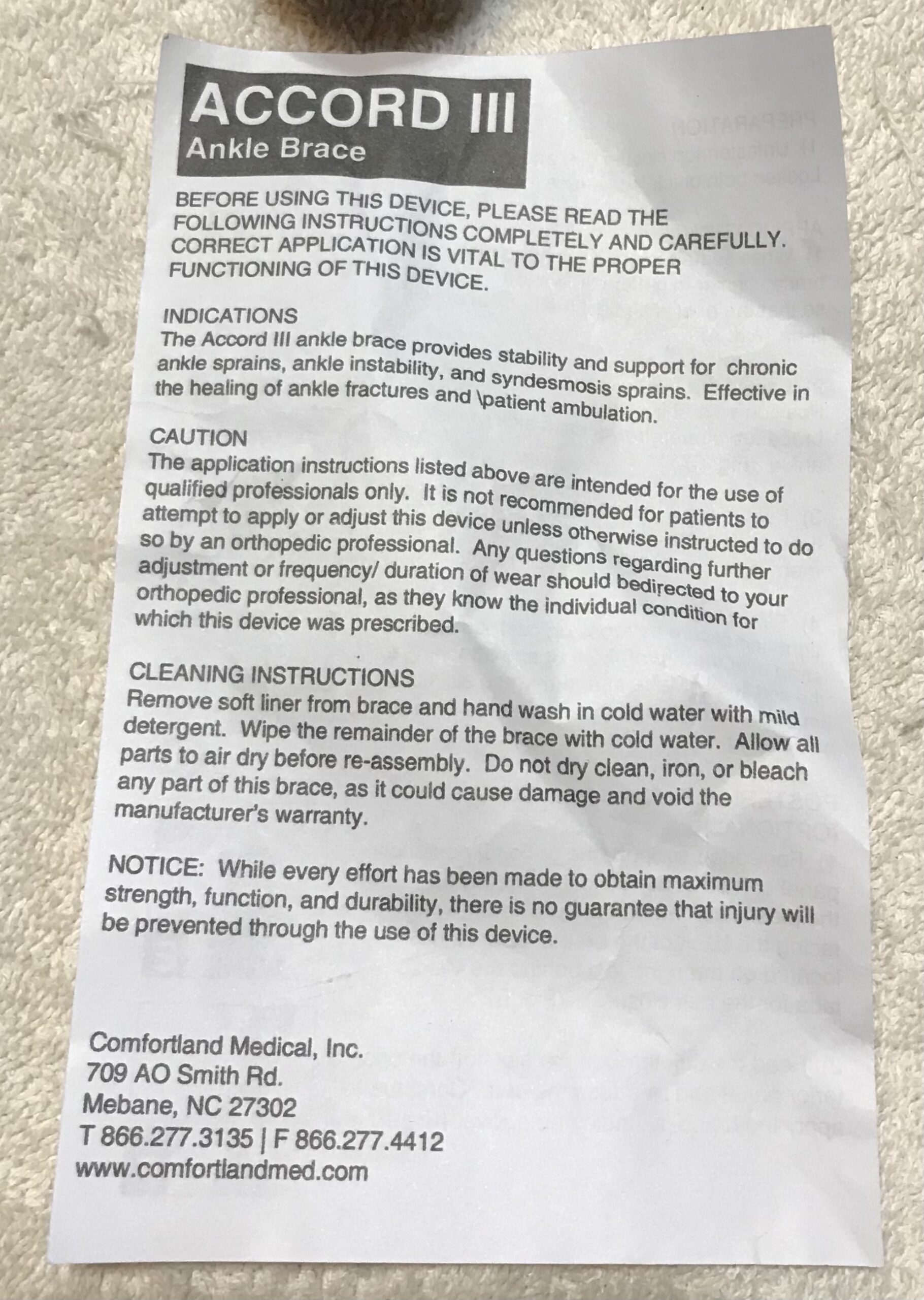 Comfortland CL Accord Ankle Brace III Black/Blue Medium L or R NEW - Image 6