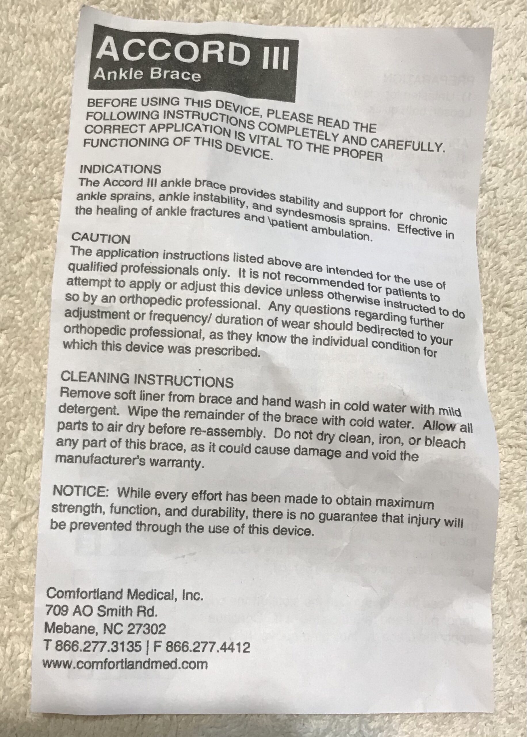 Comfortland CL Accord Ankle Brace III Black/Blue Medium L or R NEW - Image 13