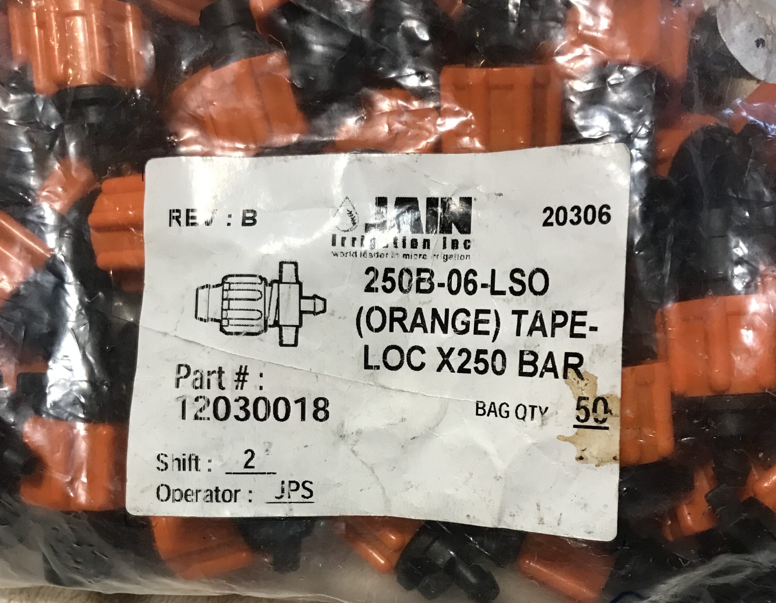 JAIN Irrigation 12030018 250B-06-LSO Orange Tape-Loc X250 Bar Qty 50 NEW - Image 3