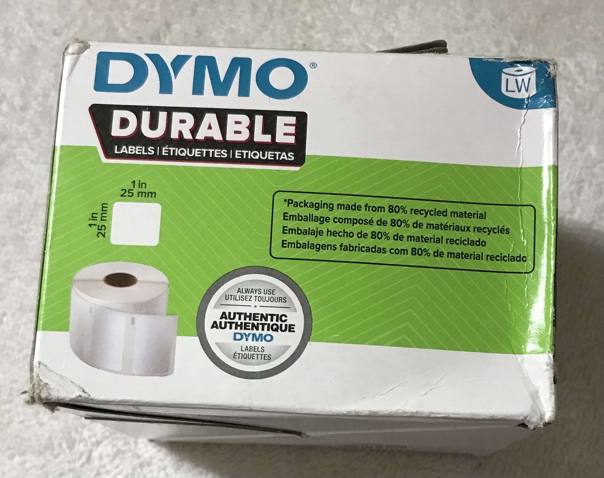 DYMO 1"x1" Durable Labels 3 Boxes 2 Rolls Each 850/Roll (5100 Labels) - Image 4