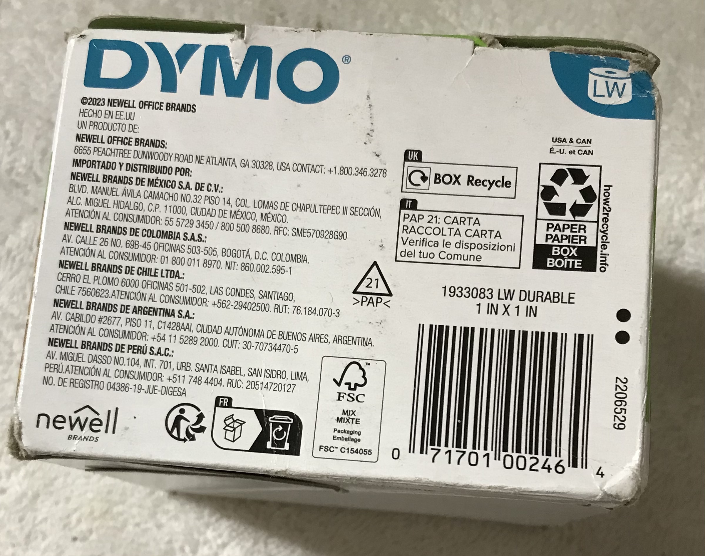 DYMO 1"x1" Durable Labels 3 Boxes 2 Rolls Each 850/Roll (5100 Labels) - Image 5