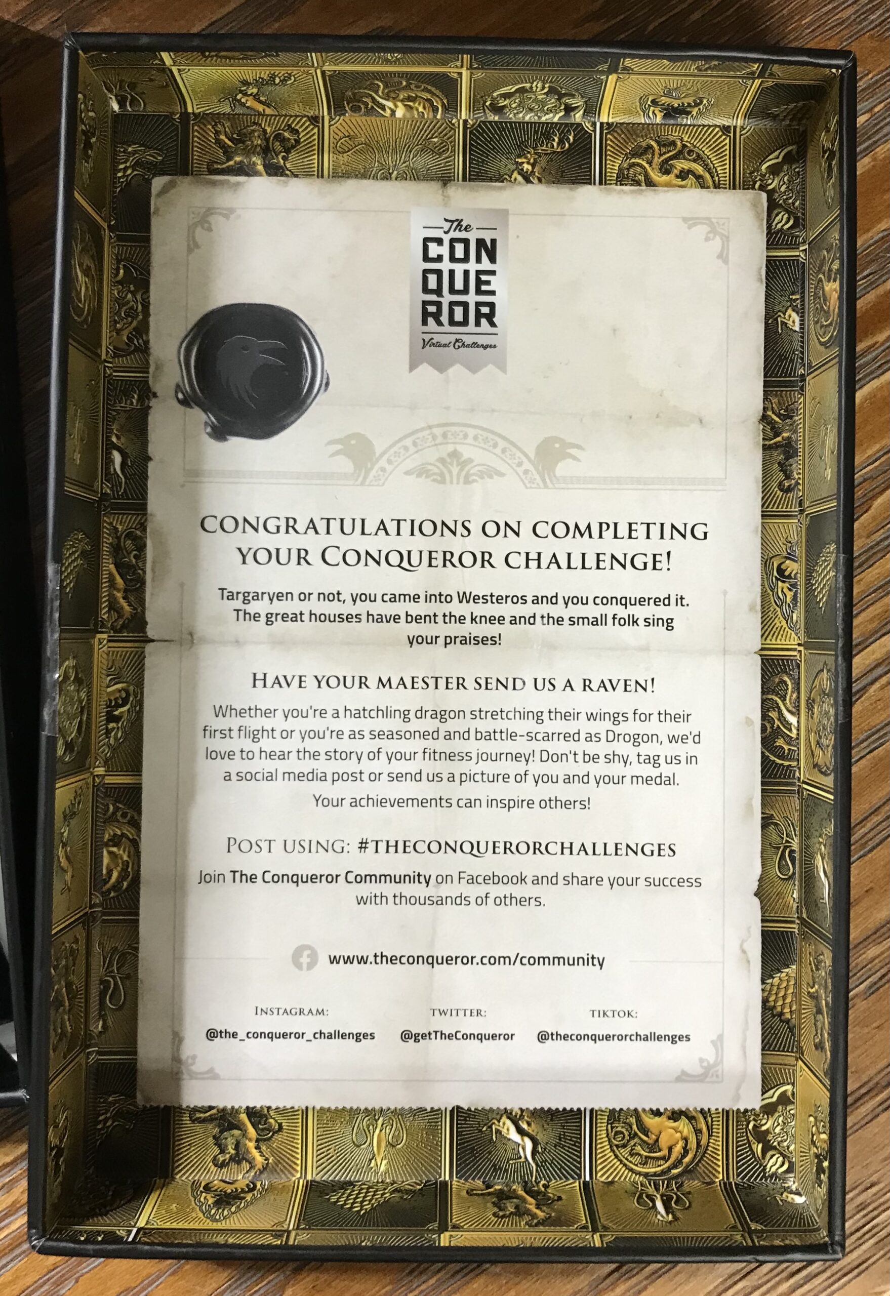Conqueror Virtual Challenge Beyond The Wall Plaque Game of Thrones Medal Display - Image 7