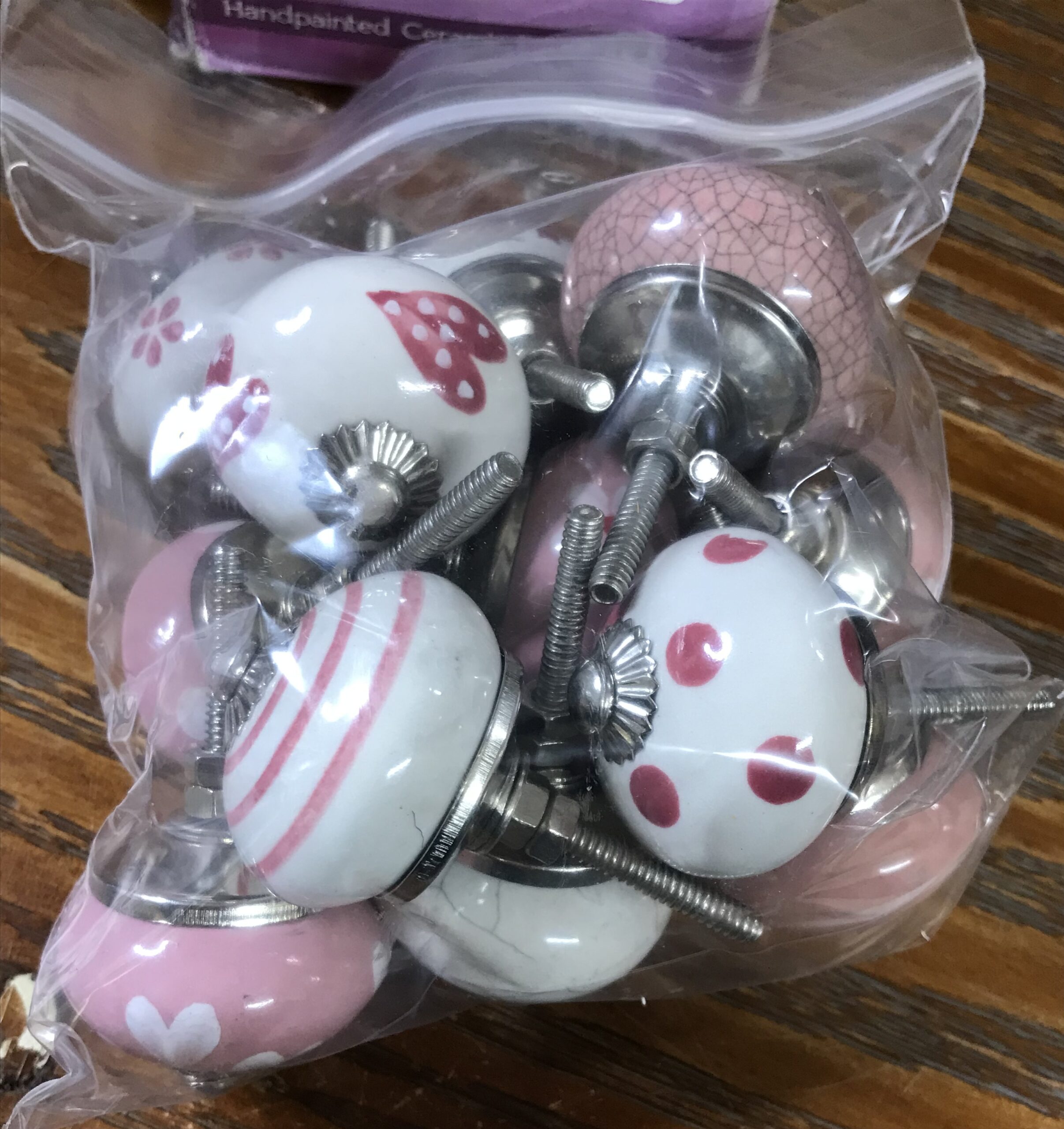 Eleet Ceramic Cabinet Knobs Hand Painted 12 Pack Mauve White NEW - Image 7