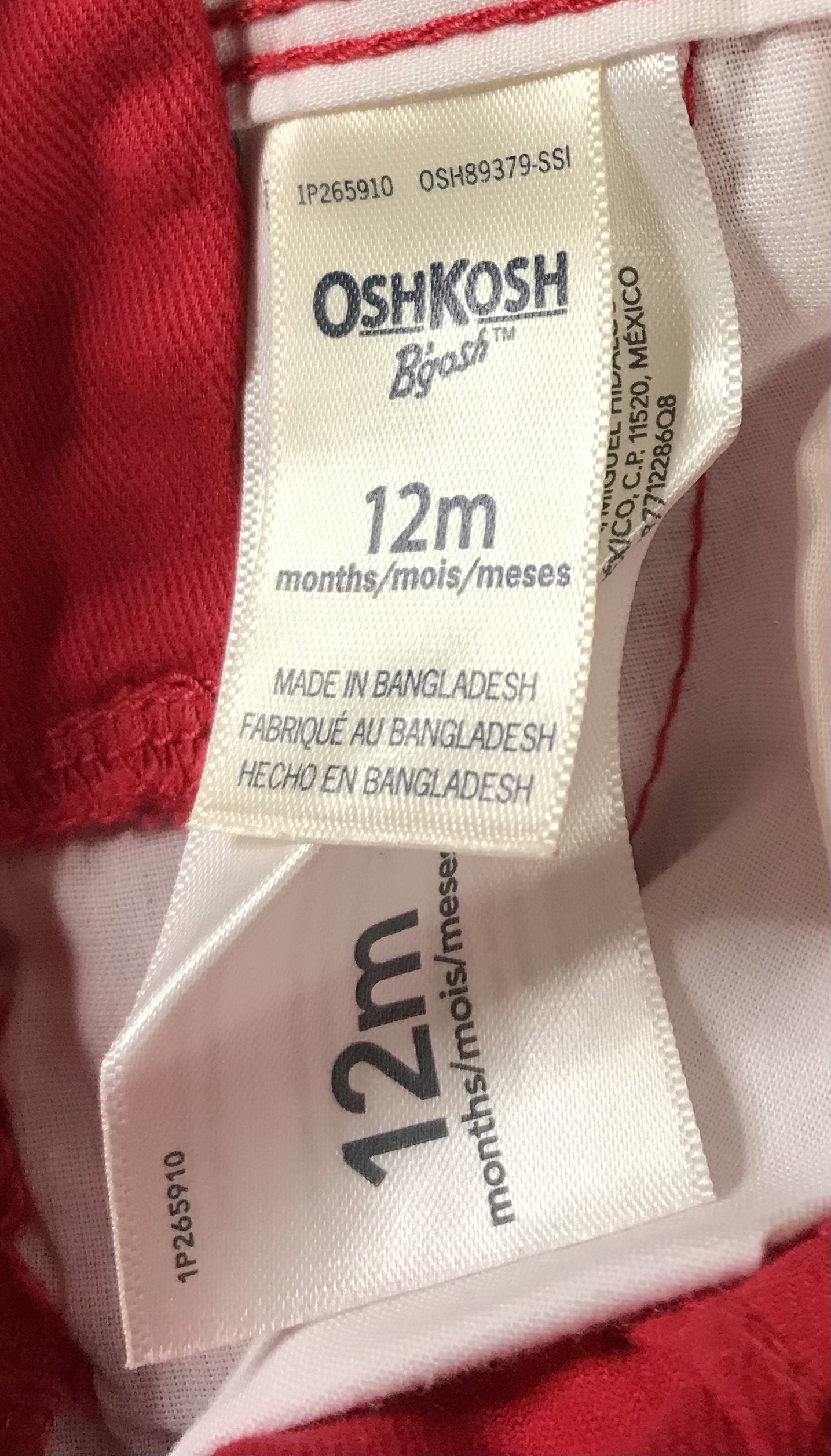 OshKosh B’Gosh Baby Girl Red Lace Trim Short Overalls 12M NEW - Image 8