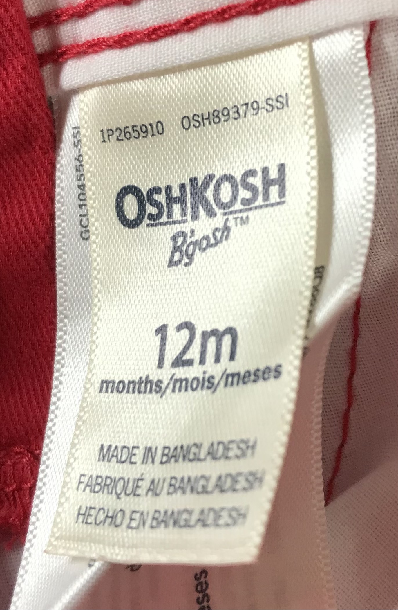 OshKosh B’Gosh Baby Girl Red Lace Trim Short Overalls 12M NEW - Image 9