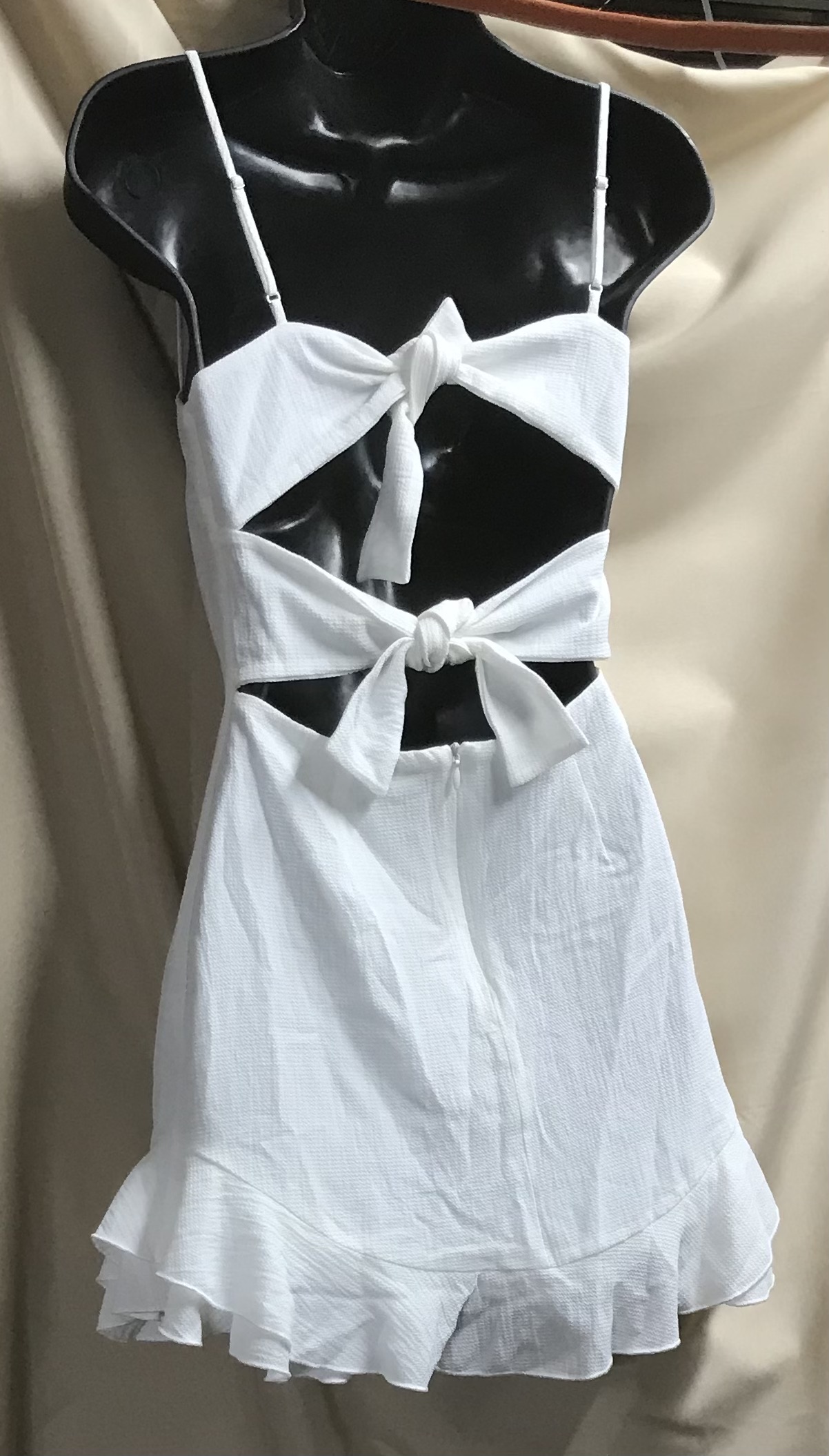 Lucy in the Sky White Sundress Sz S Ruffle Spaghetti Strap NEW - Image 3