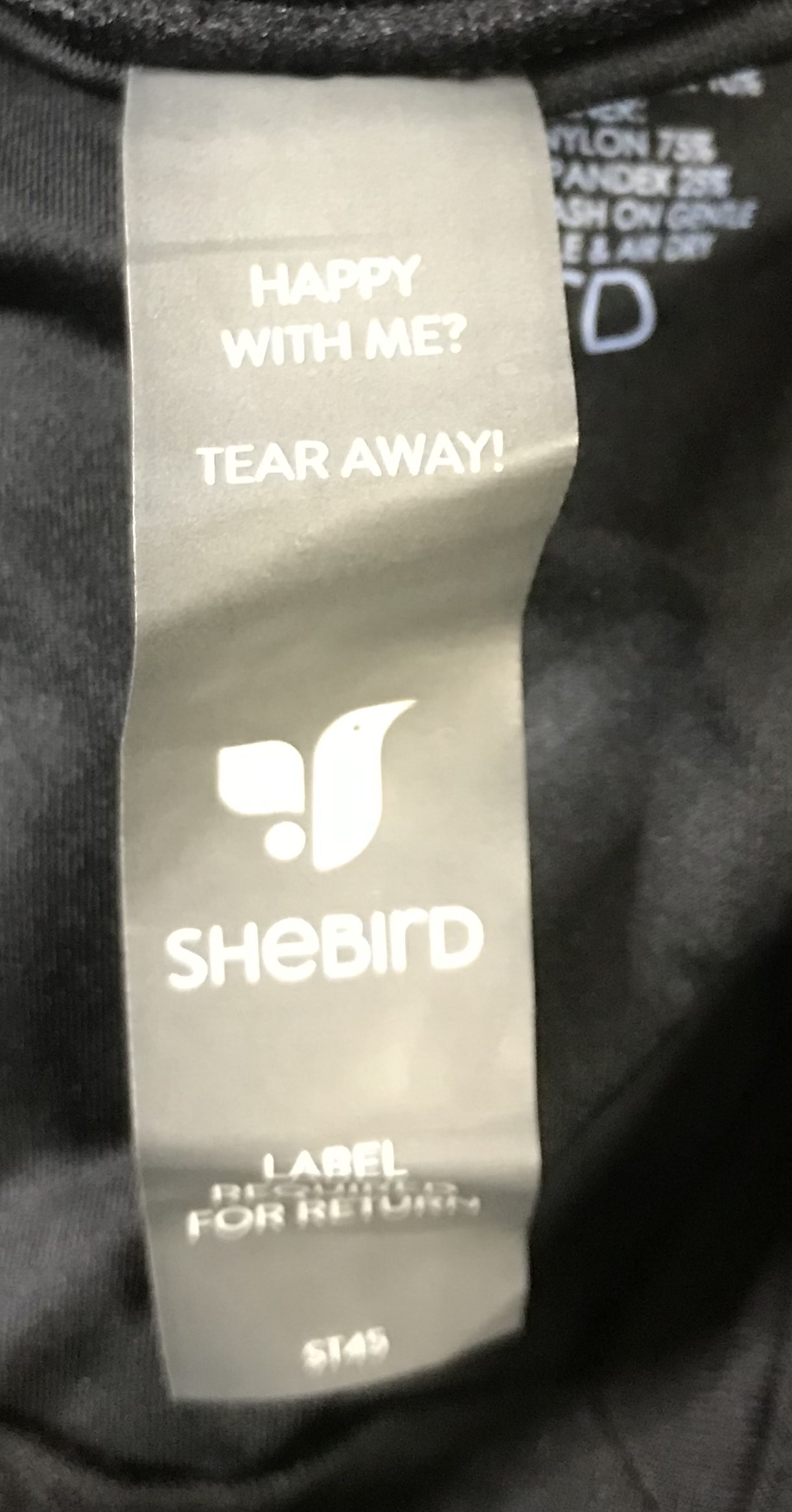 SheBird Tee Built-in Bra Jet Black Sz 3 V-Neck Short Sleeve NEW - Image 4