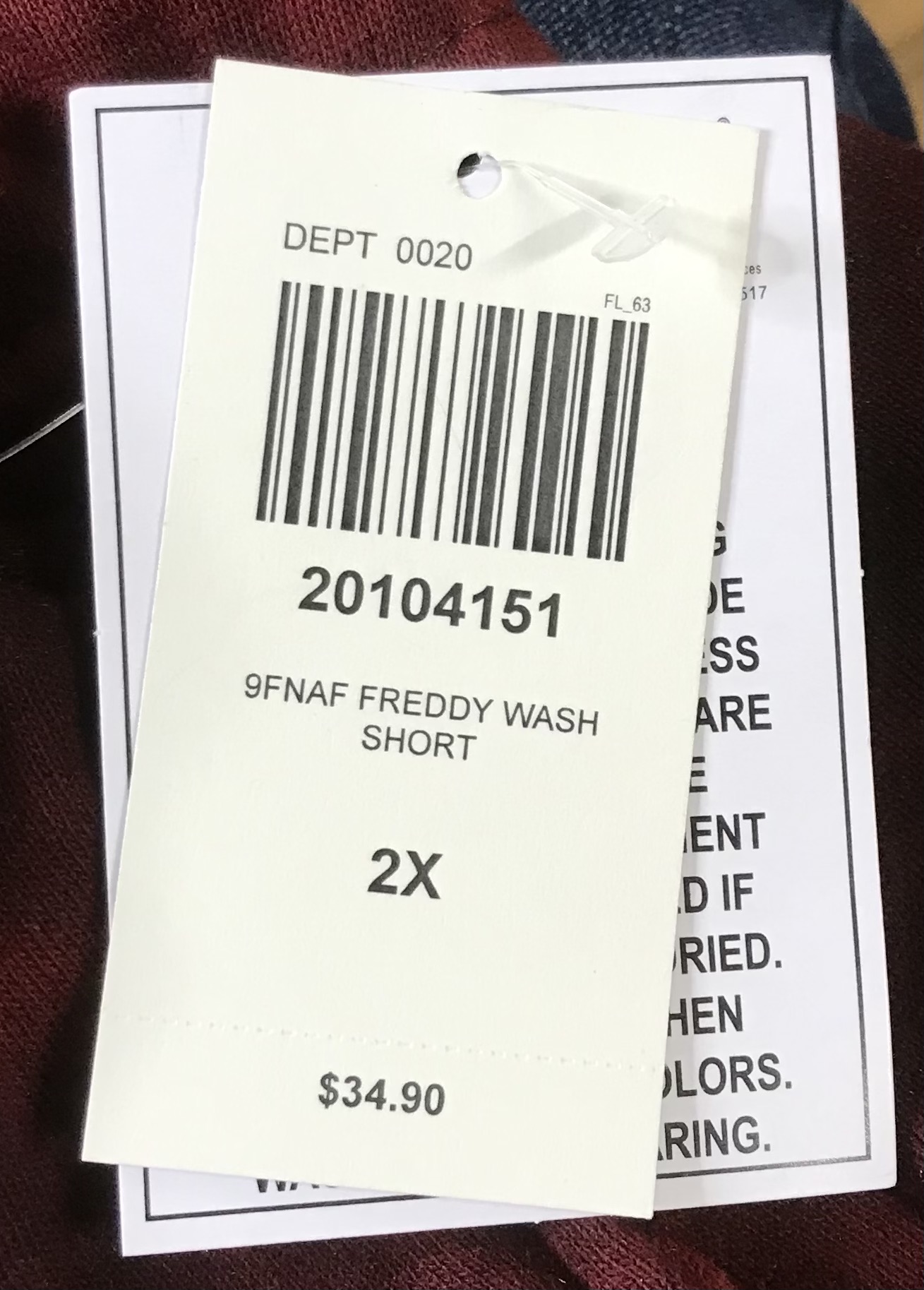 Five Nights at Freddy's Fleece Shorts Security Breach Wash Red/Burgundy Sz 2X NEW - Image 6