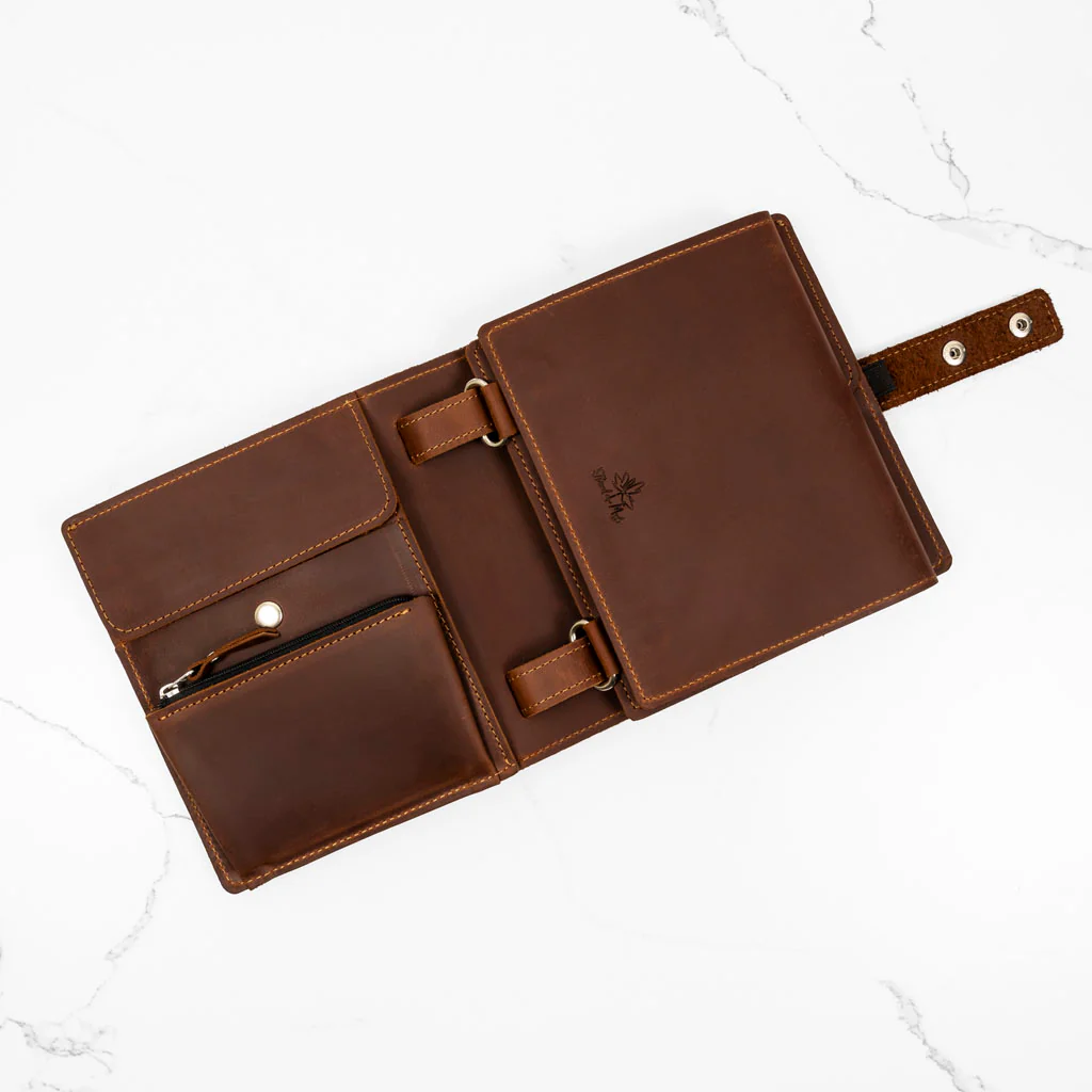 Thread & Maple Mini Binder Chocolate Brown Genuine Leather Knitting Organizer NE - Image 11