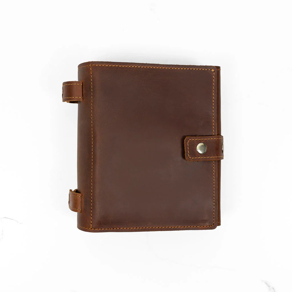 Thread & Maple Mini Binder Chocolate Brown Genuine Leather Knitting Organizer NE - Image 3