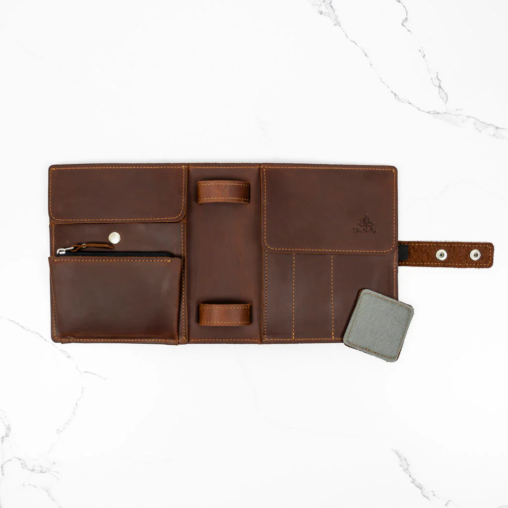 Thread & Maple Mini Binder Chocolate Brown Genuine Leather Knitting Organizer NE - Image 7