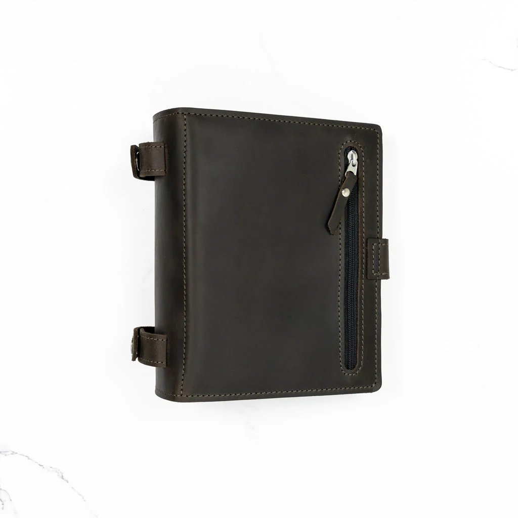 Thread & Maple Mini Binder Chocolate Brown Genuine Leather Knitting Organizer NE - Image 8