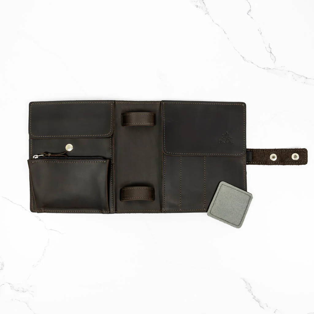 Thread & Maple Mini Binder Chocolate Brown Genuine Leather Knitting Organizer NE - Image 10