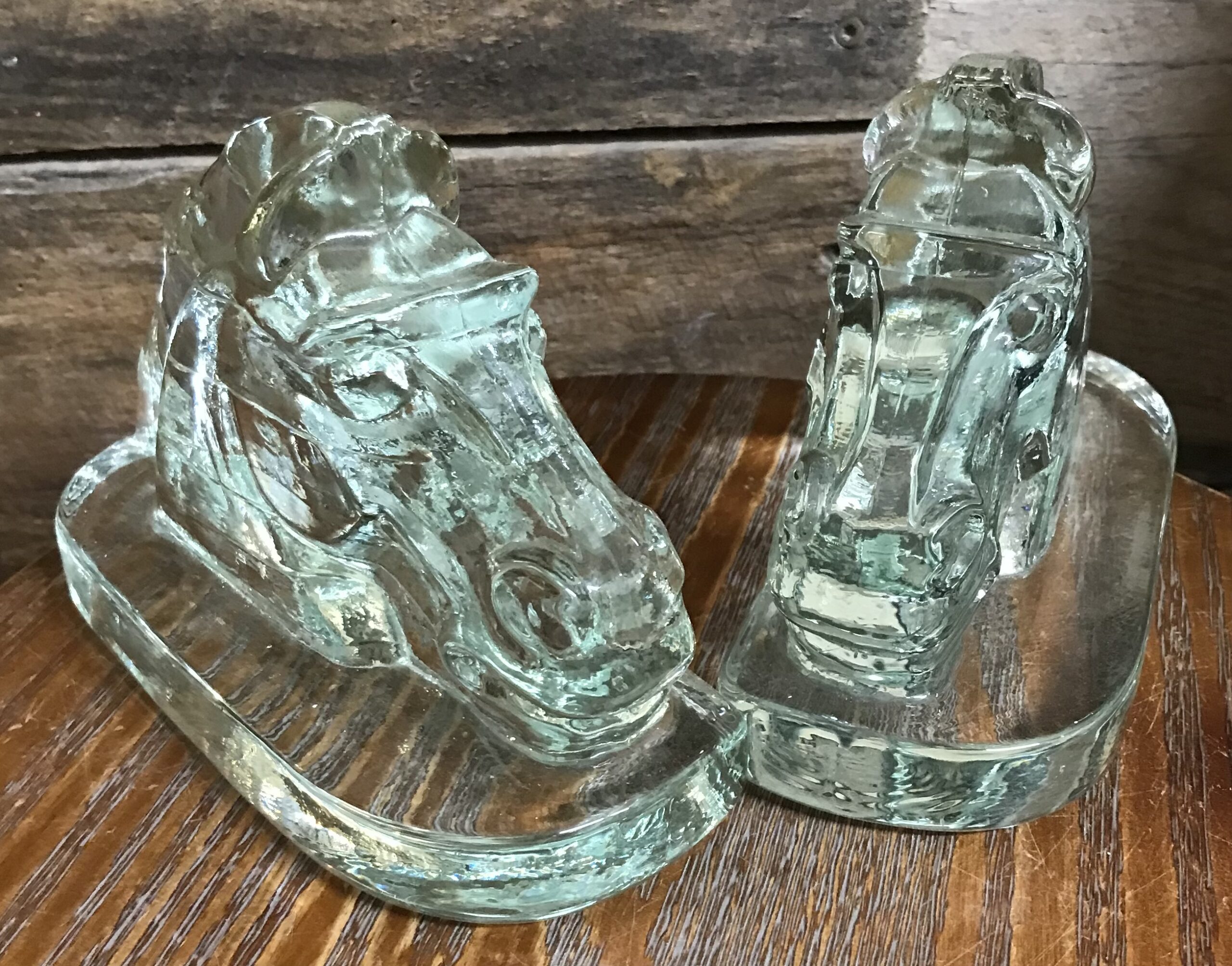 Horse Head Glass Bookends Clear Decorative Set NEW - Image 3
