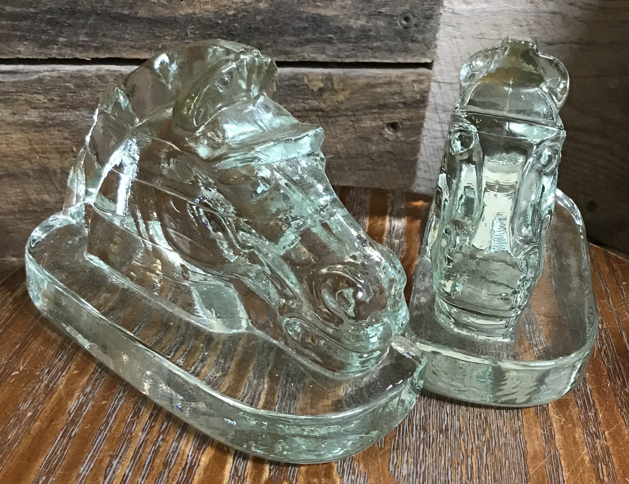 Horse Head Glass Bookends Clear Decorative Set NEW - Image 4
