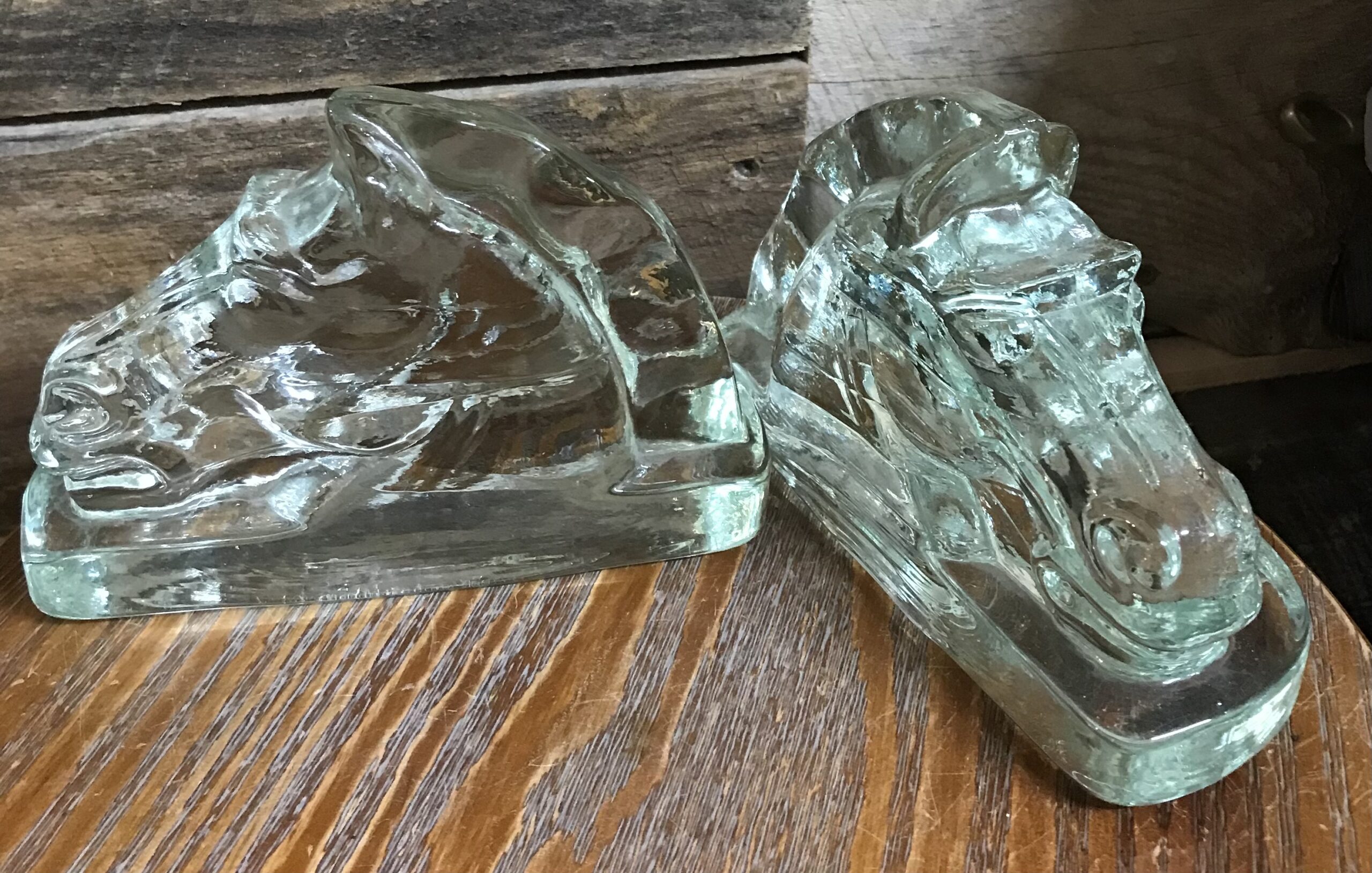 Horse Head Glass Bookends Clear Decorative Set NEW - Image 5