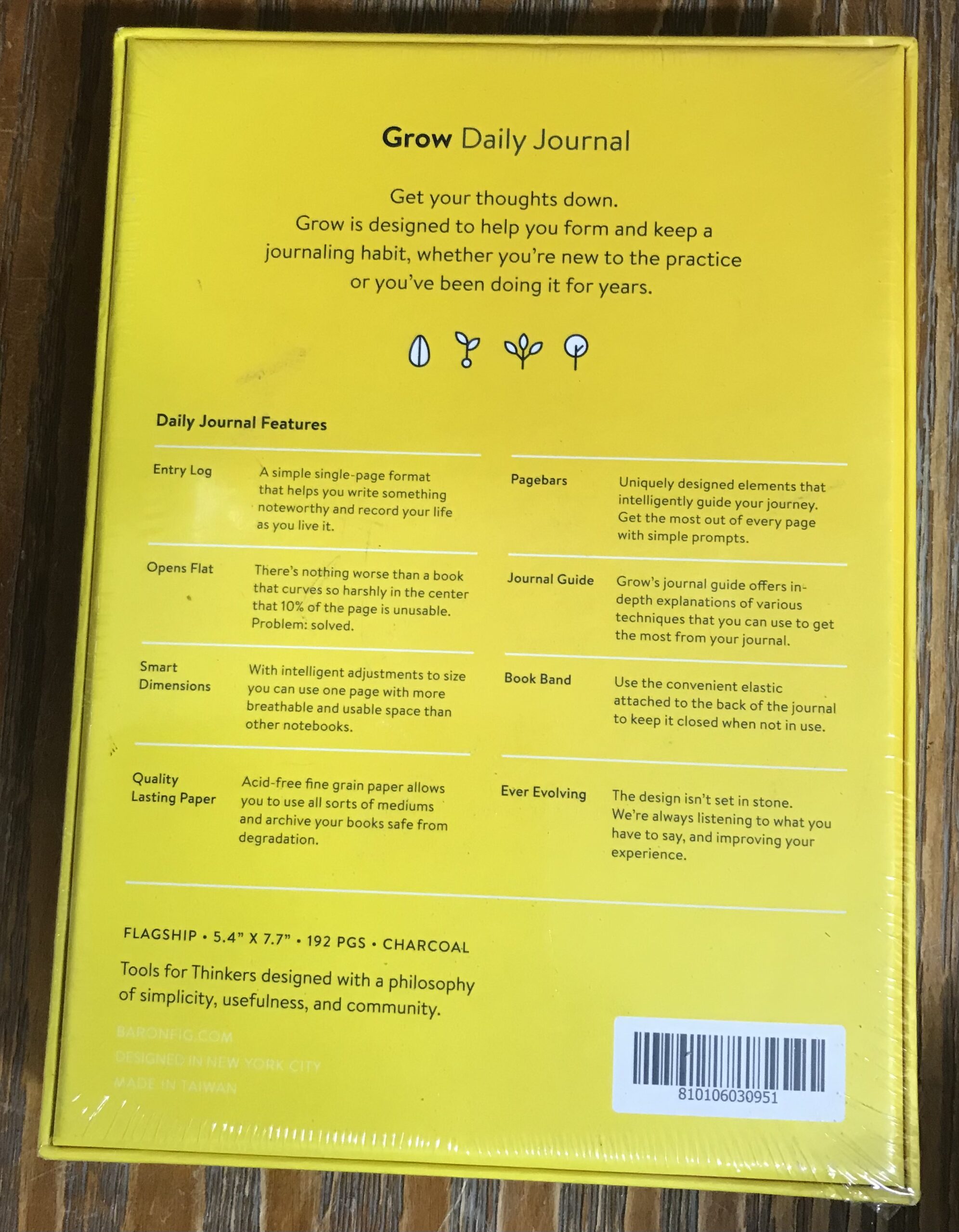 GROW Daily Journal Flagship 5.4"x7.7" 192 Pages Charcoal NEW Sealed - Image 3