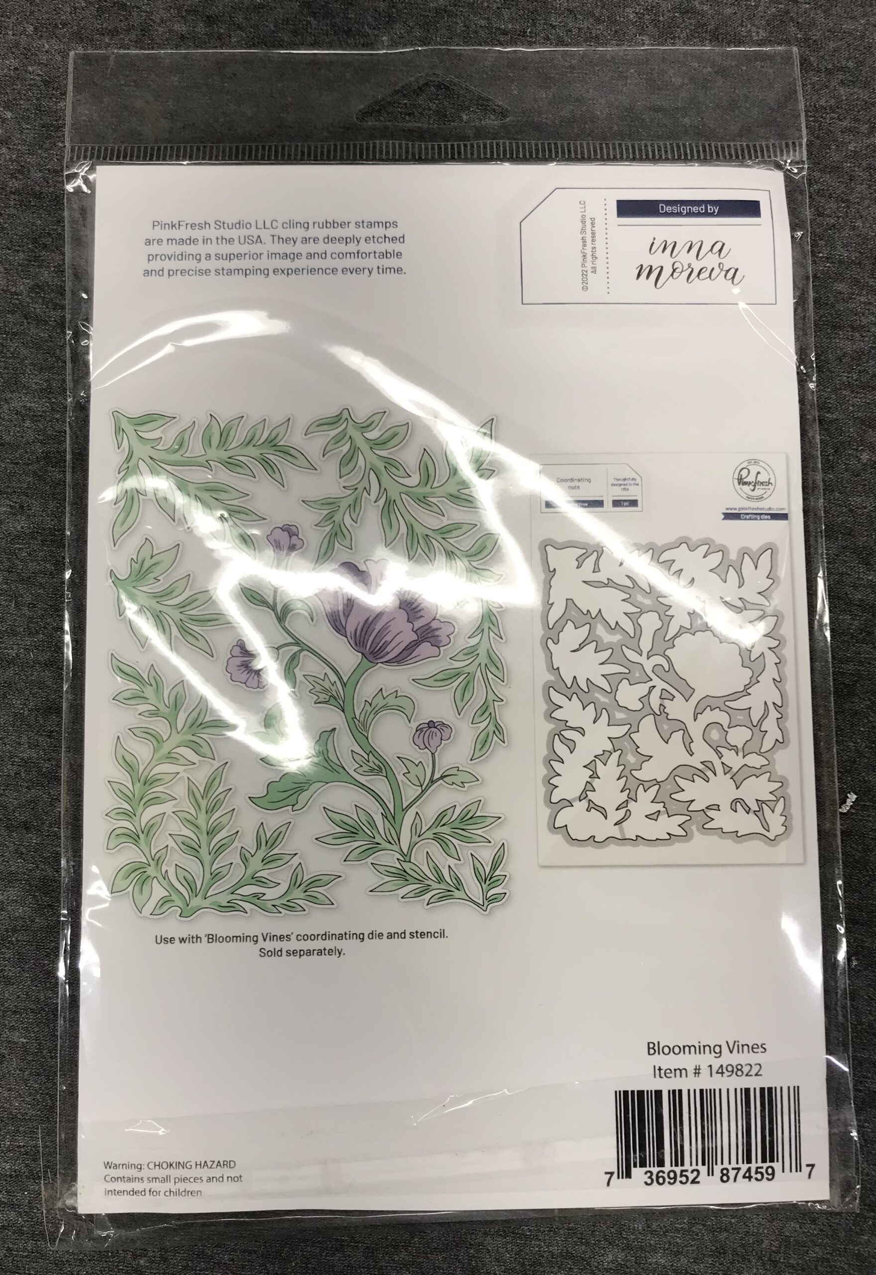 Pinkfresh Studio A2 Blooming Vines Cling Rubber Background Stamp NEW - Image 3