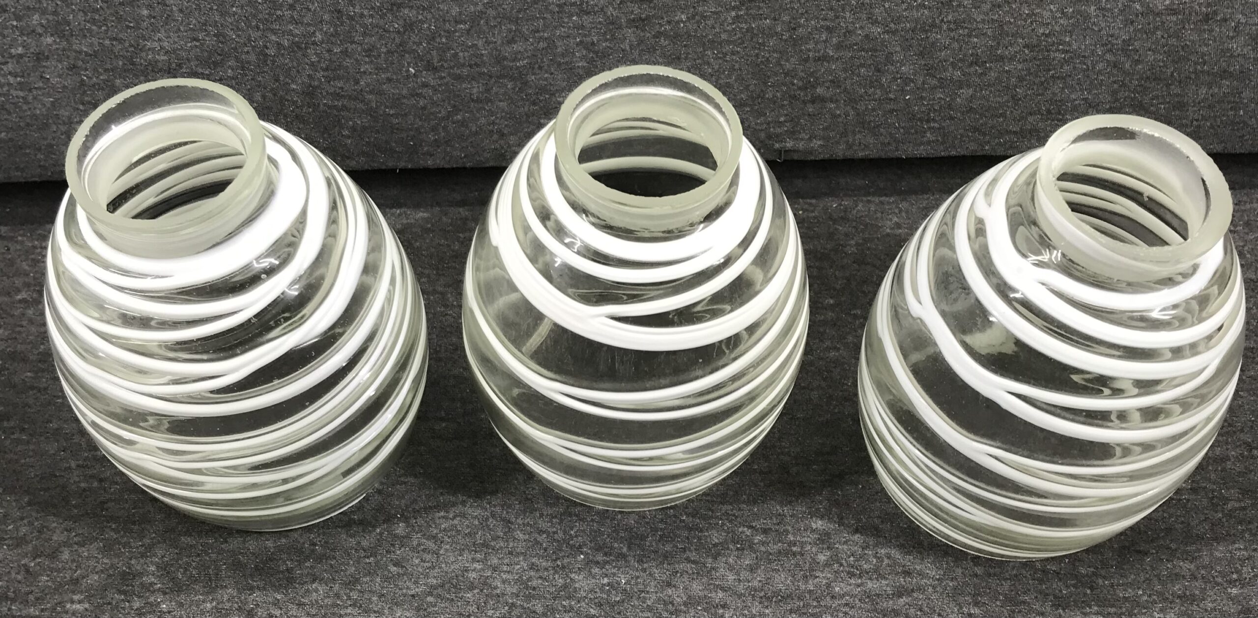 Pottery Barn White Ribbon Blown Recycled Glass Globe Set of 3 NEW - Image 3