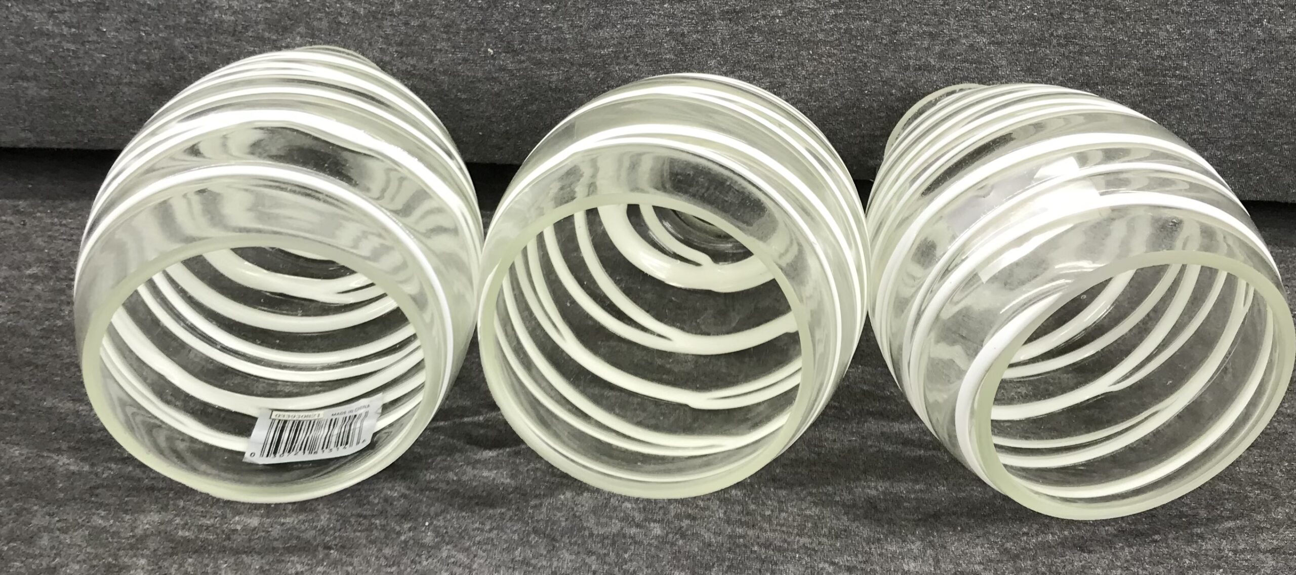 Pottery Barn White Ribbon Blown Recycled Glass Globe Set of 3 NEW - Image 4