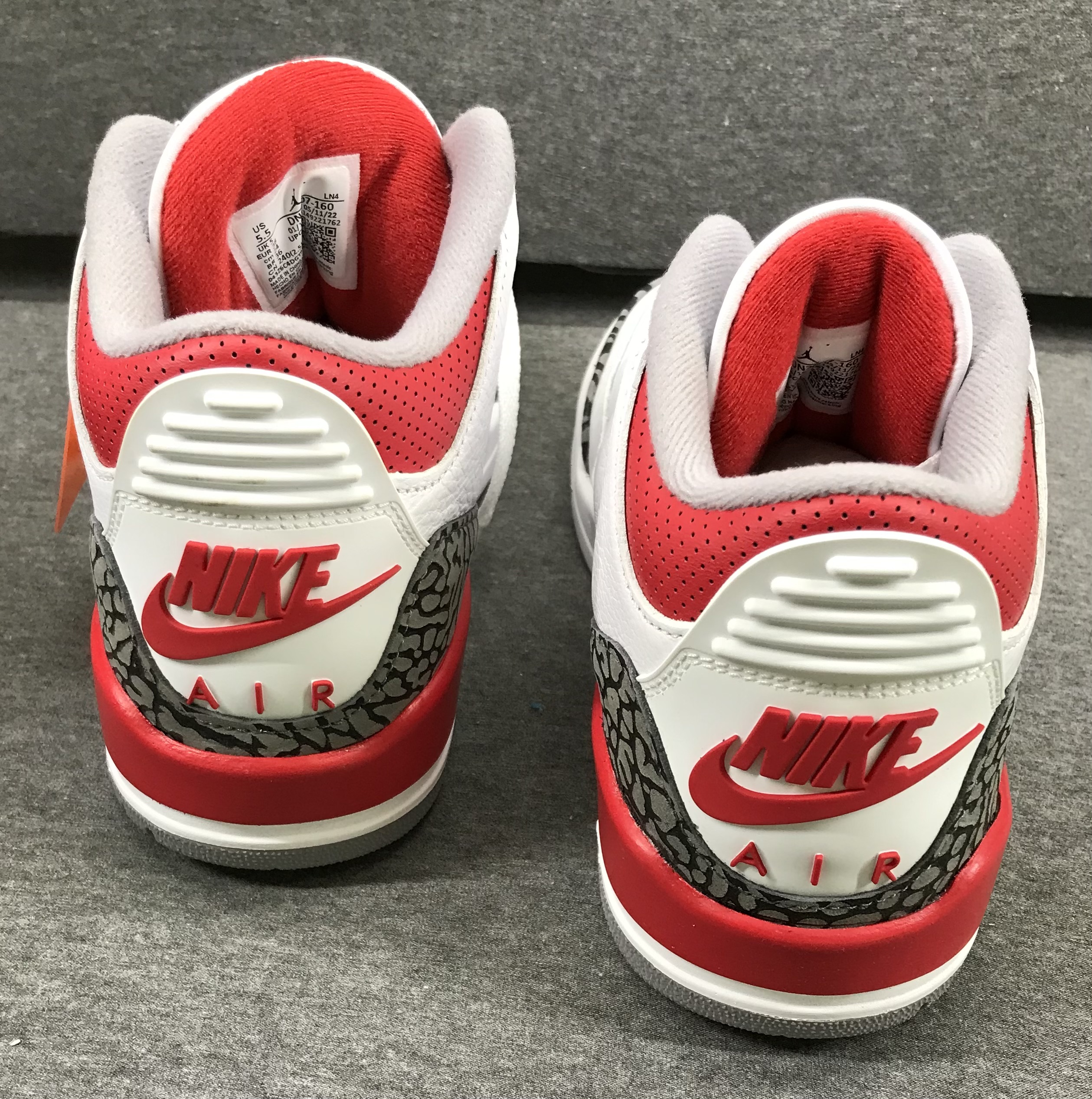 Nike Air Jordan 3 Retro White Fire Red Black Sz 5.5 DN3707-160 NEW - Image 6