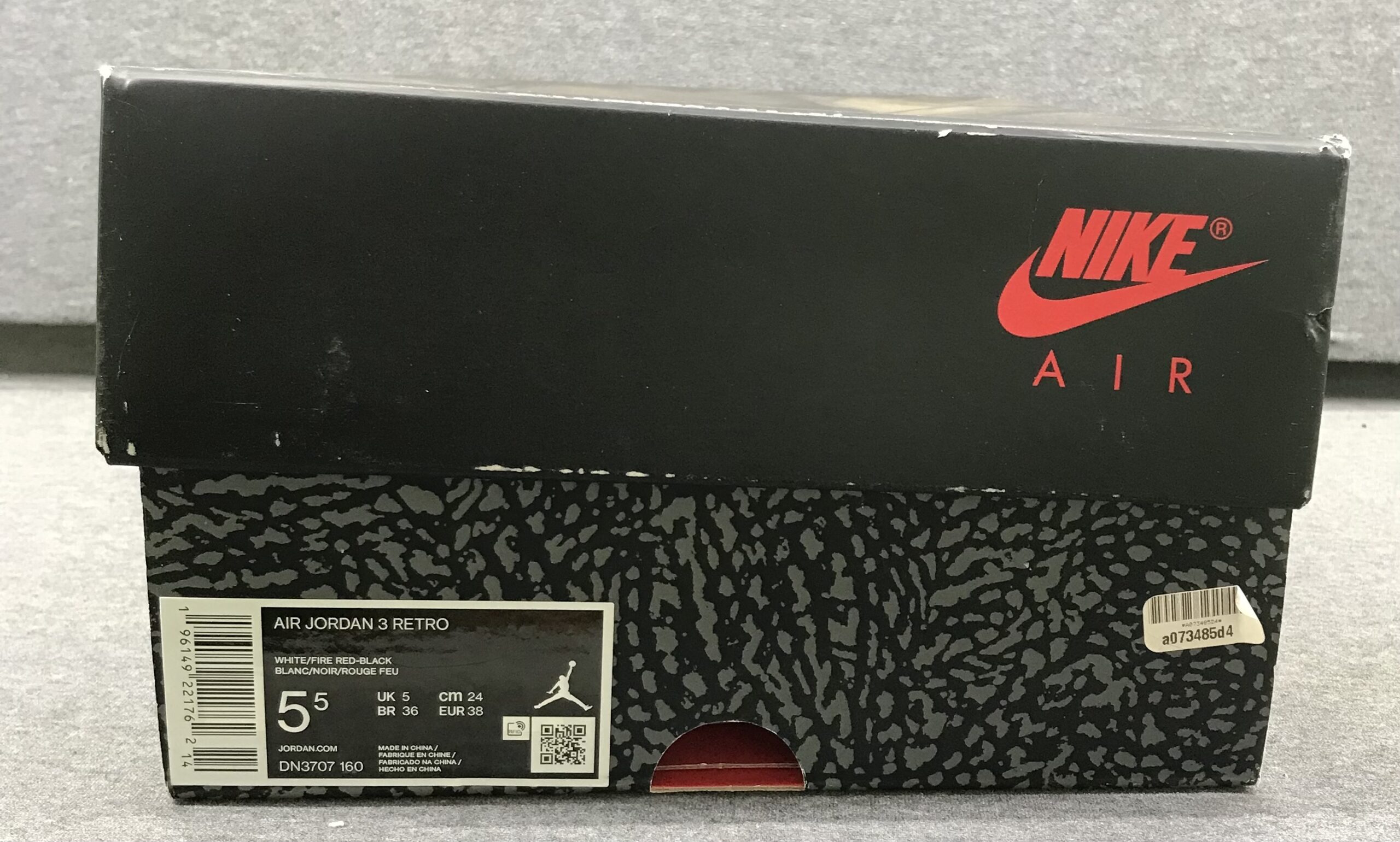 Nike Air Jordan 3 Retro White Fire Red Black Sz 5.5 DN3707-160 NEW - Image 9