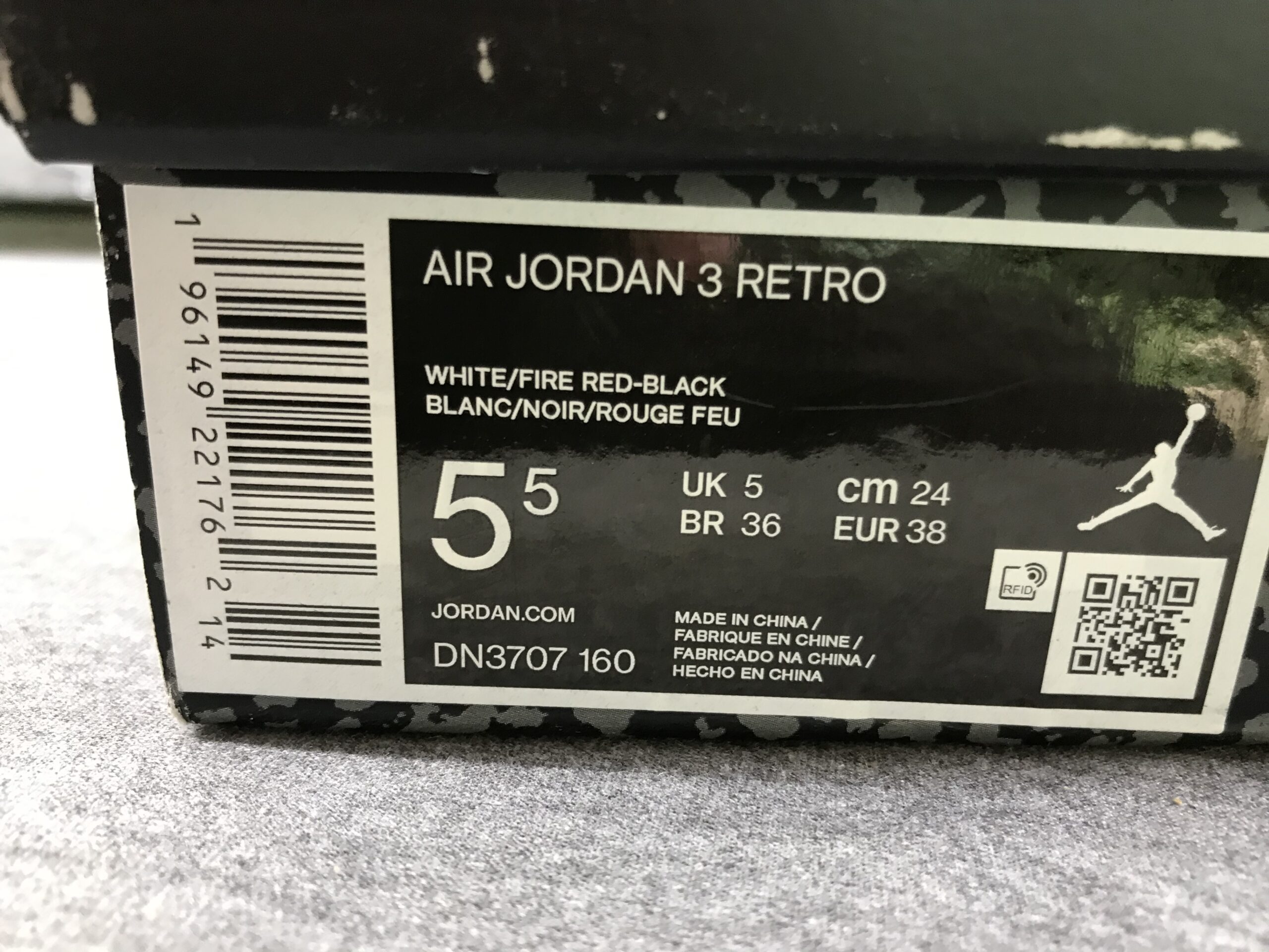 Nike Air Jordan 3 Retro White Fire Red Black Sz 5.5 DN3707-160 NEW - Image 13